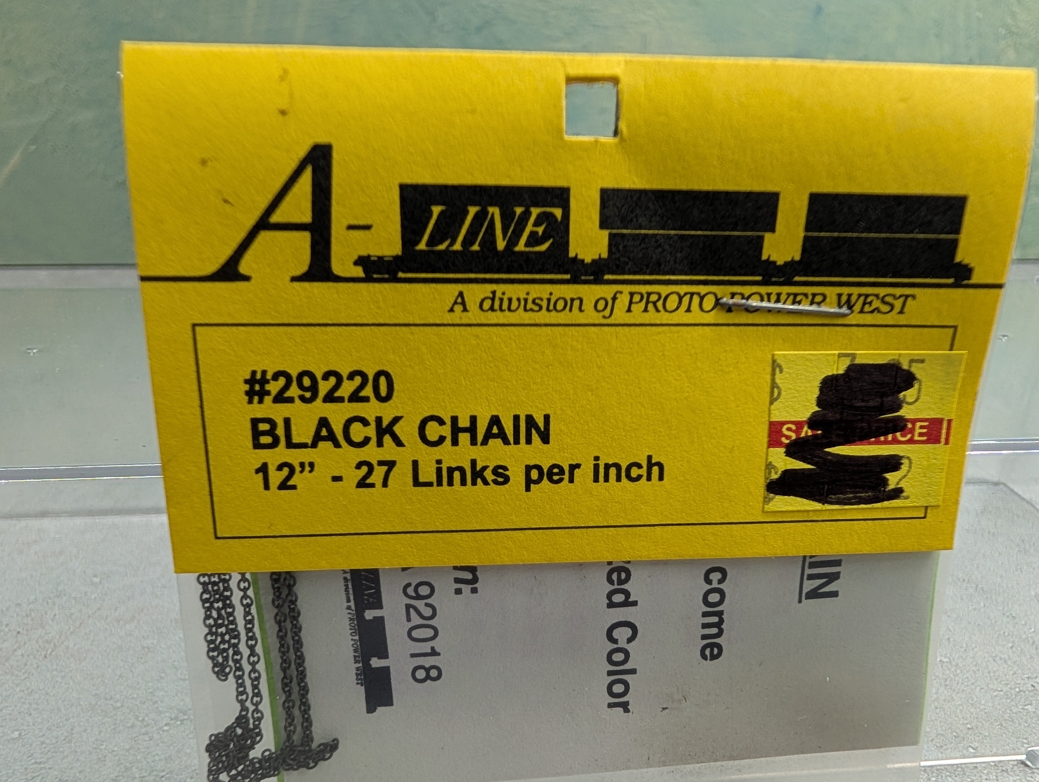 A-Line 29220 HO Scale Black Chain, 12" 27 links per inch