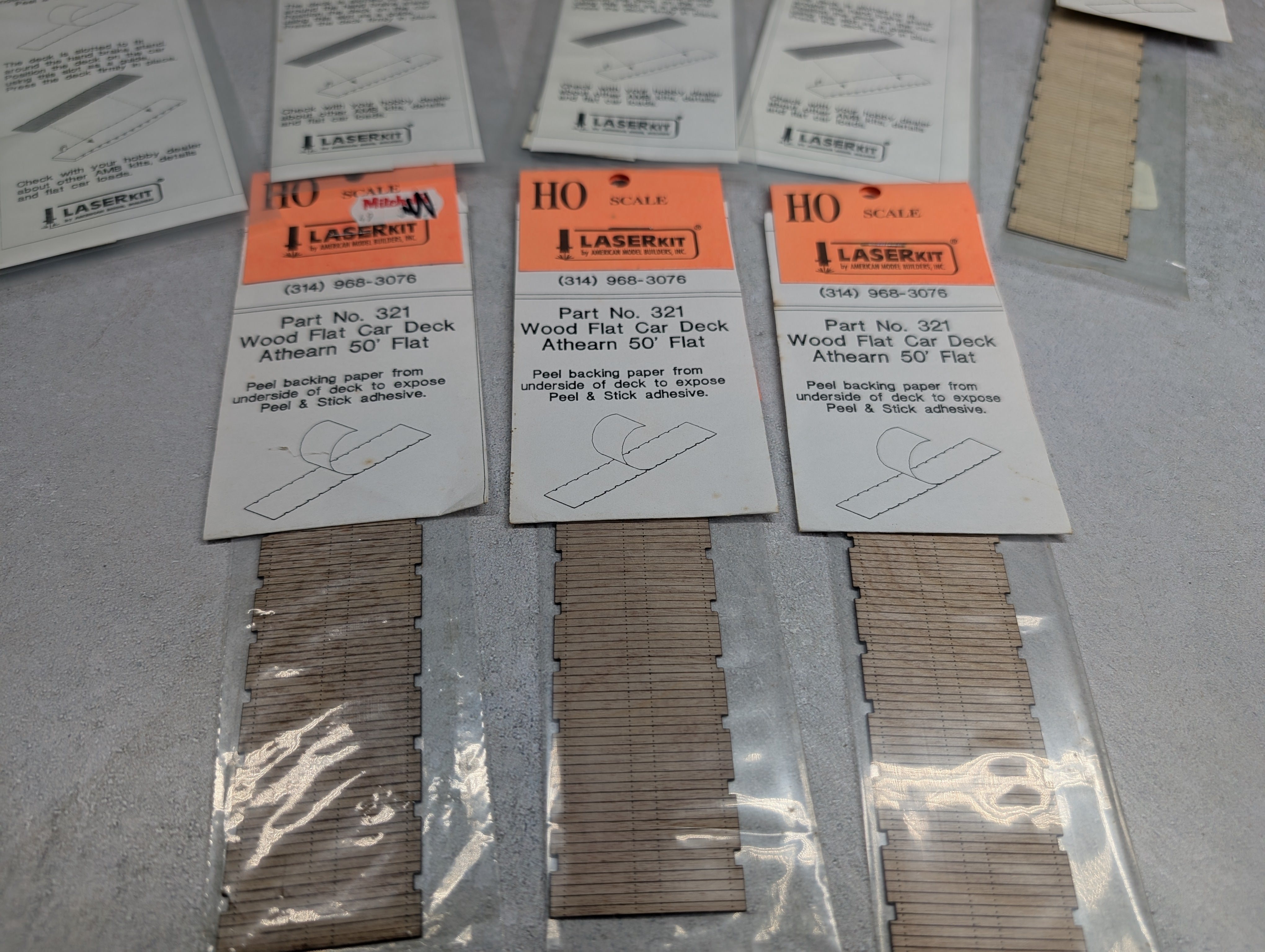 Laserkit 321 HO Scale Wood Flat Car Deck for Athearn 50' Flat Cars (8 pcs)