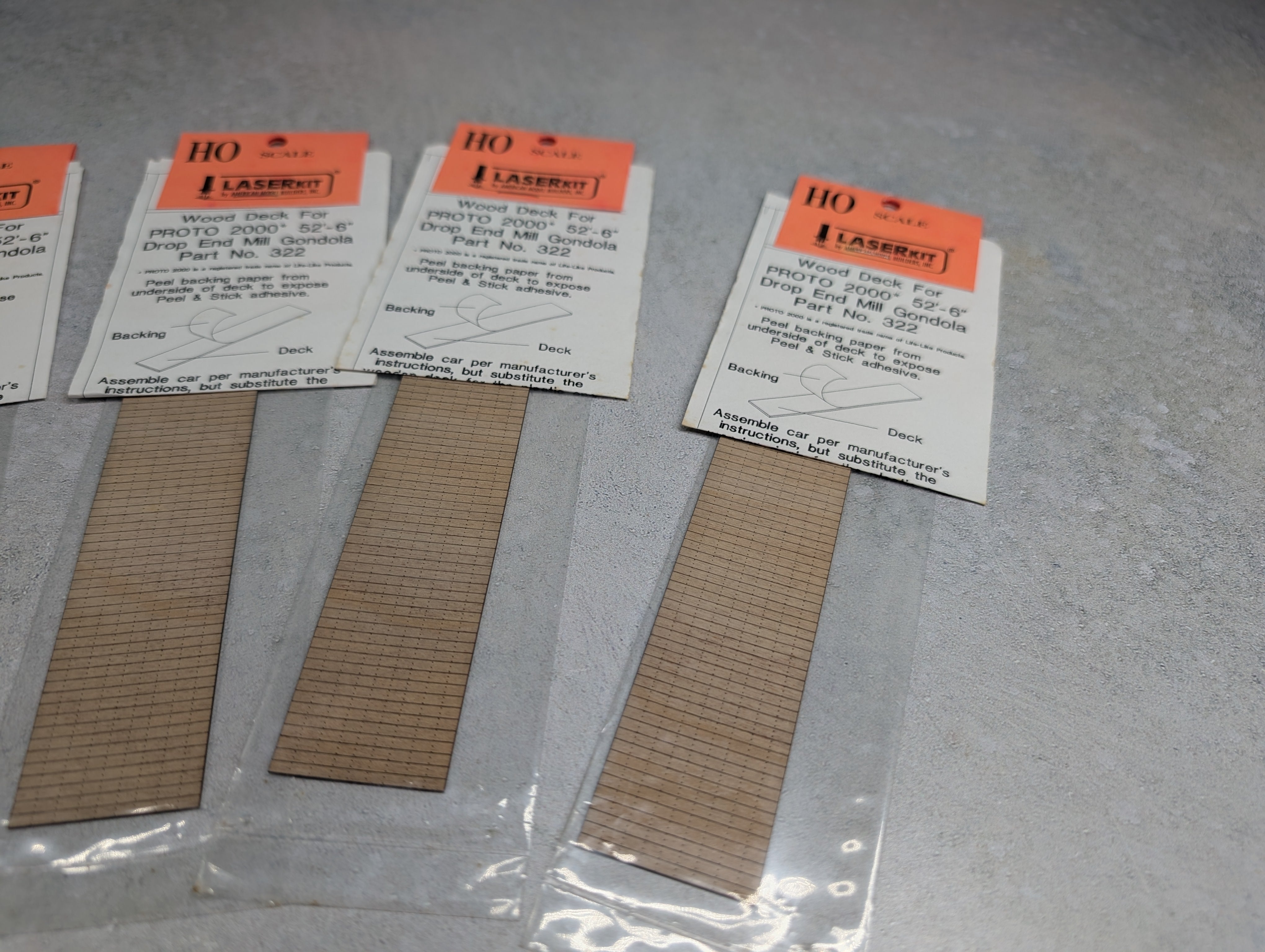 Laserkit 322 HO Scale Wood Deck for Proto2000 52'6" Drop End Mill Gondolas (5 pcs)