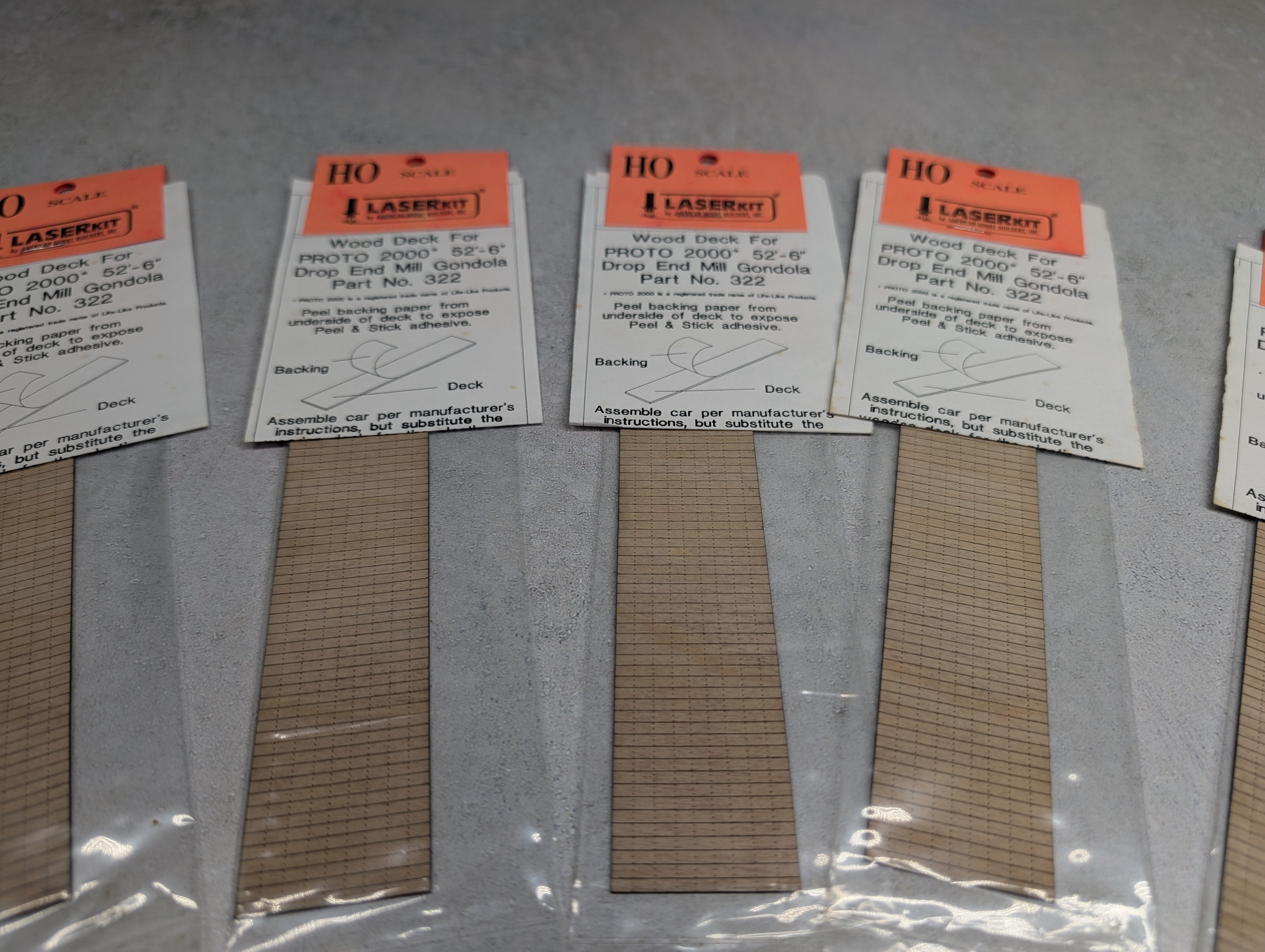 Laserkit 322 HO Scale Wood Deck for Proto2000 52'6" Drop End Mill Gondolas (5 pcs)