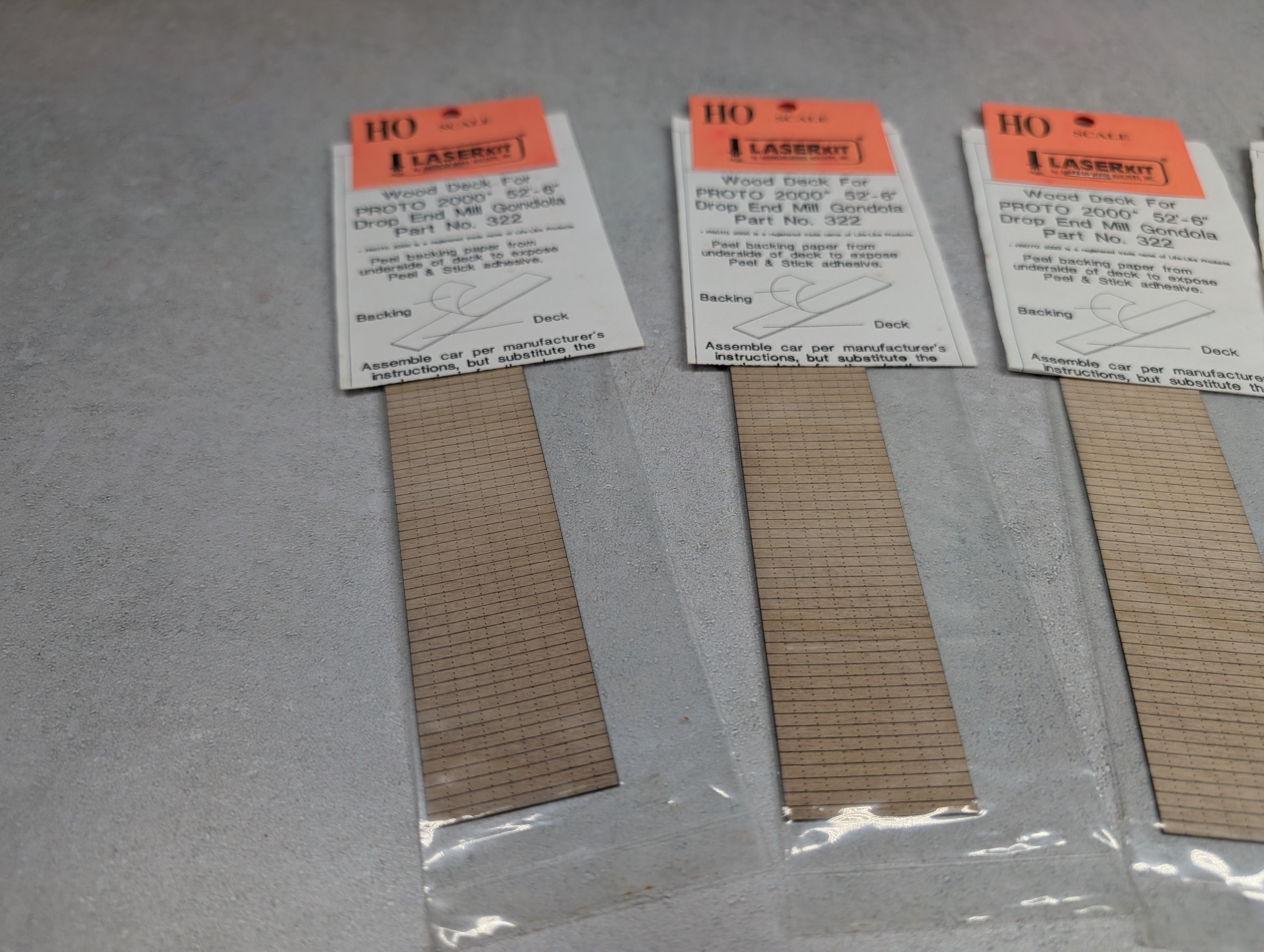 Laserkit 322 HO Scale Wood Deck for Proto2000 52'6" Drop End Mill Gondolas (5 pcs)