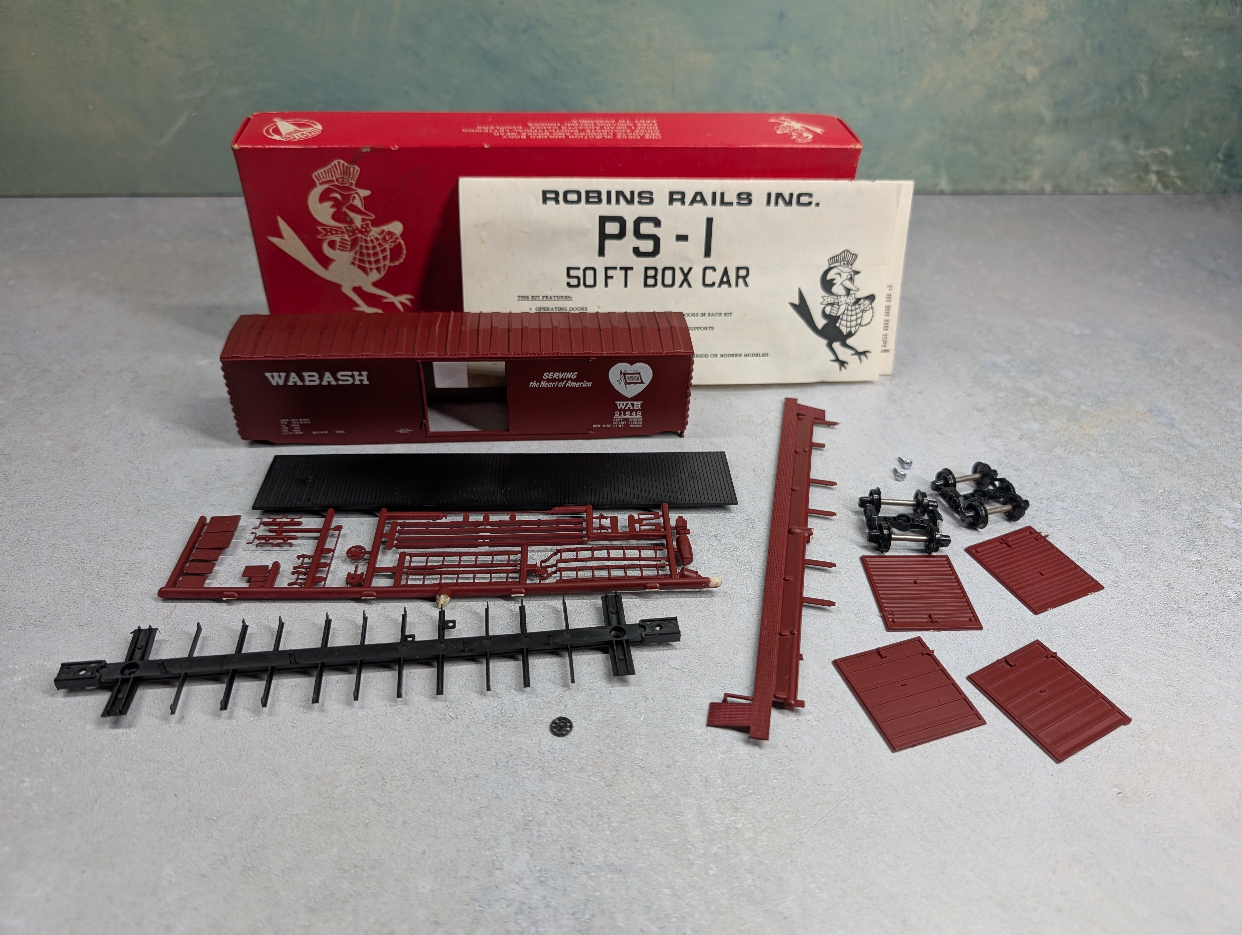 USED Robin's Rails HO Scale PS-1 50' Box Car Wabash WAB #21548 KIT