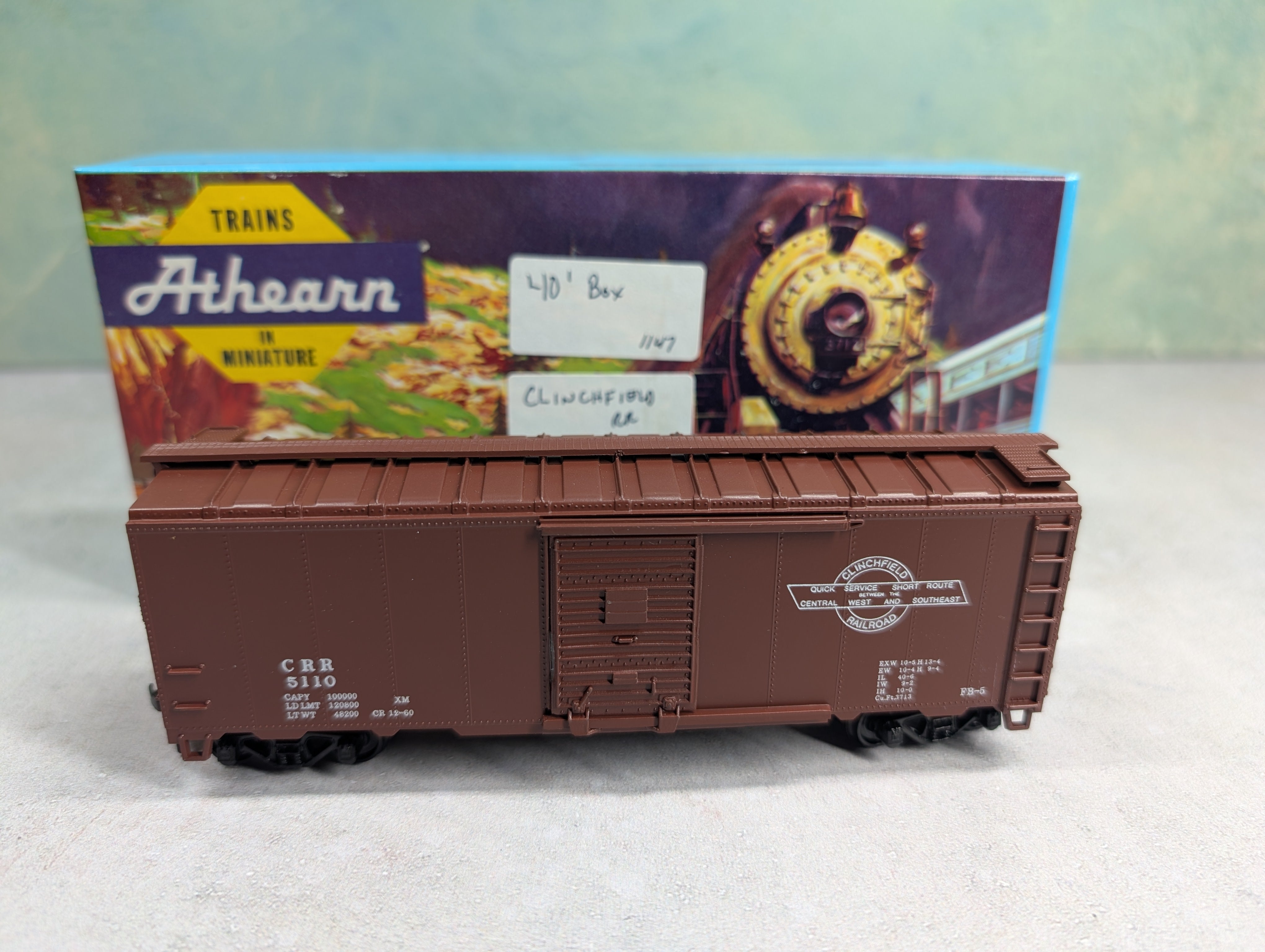 USED Athearn HO Scale 40' Box Car Clinchfield CRR #5110 Bev-Bel