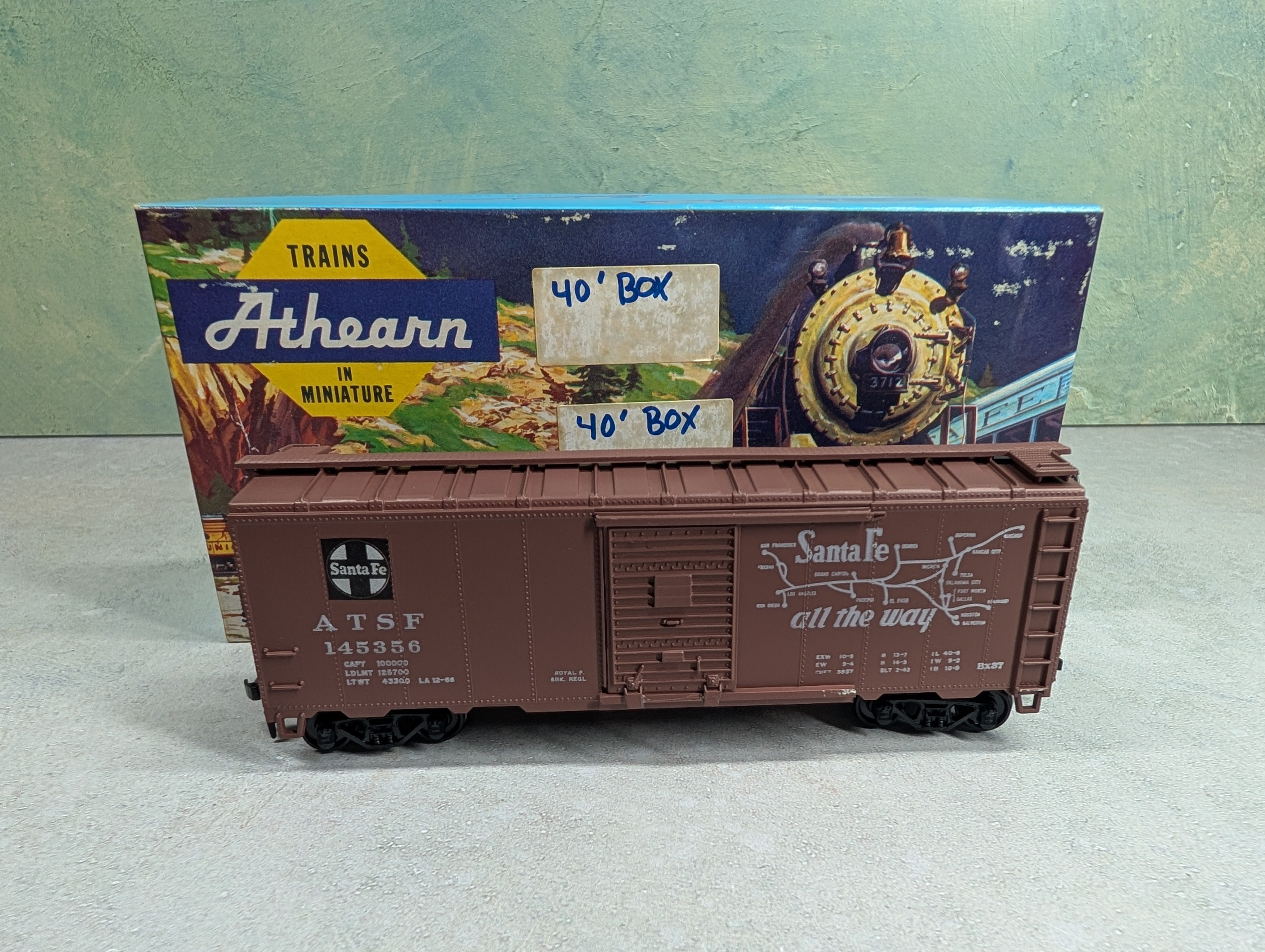 USED Athearn HO Scale 40' Box Car Santa Fe ATSF #145356