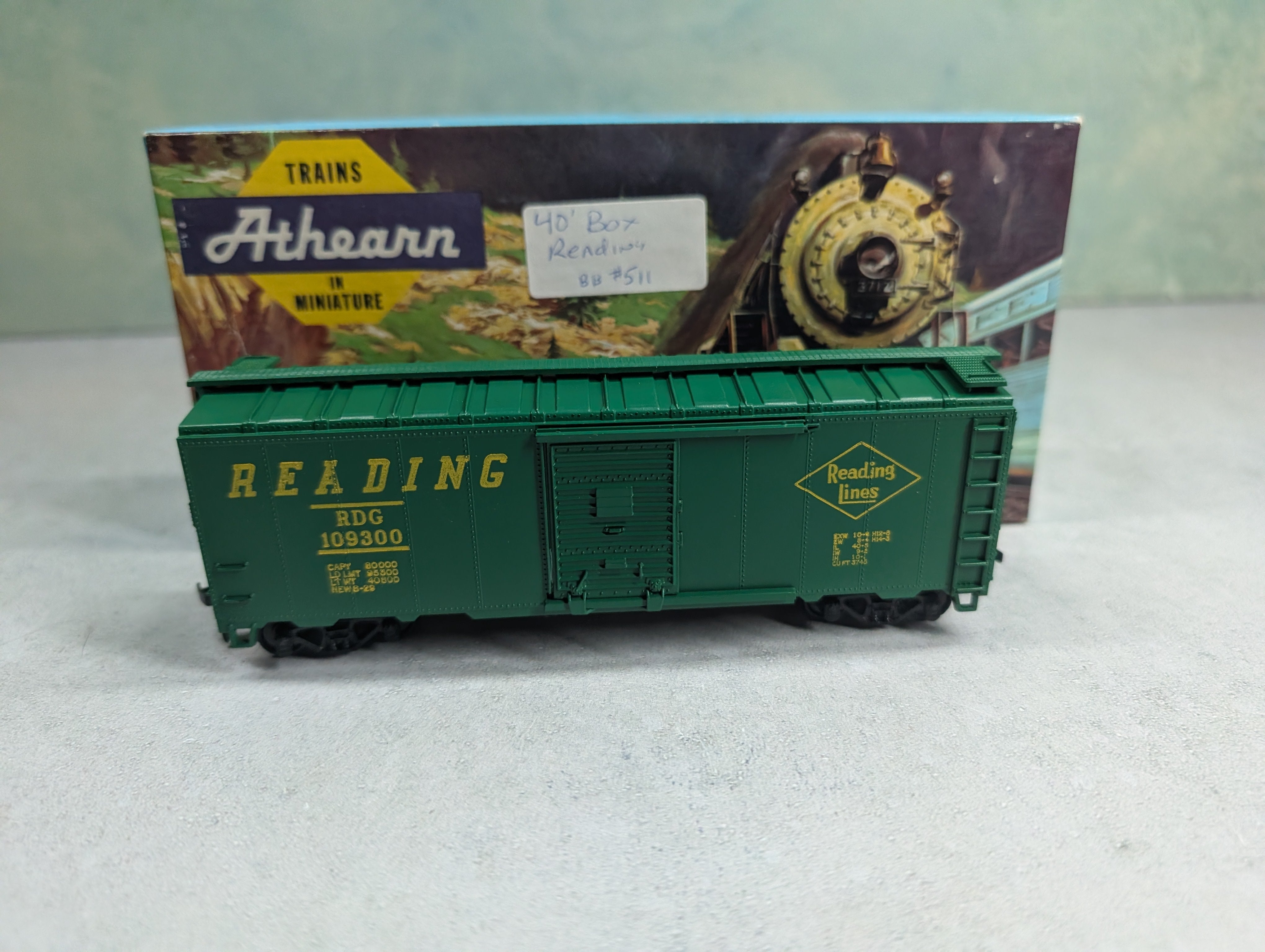 USED Athearn HO Scale 40' Box Car Reading RDG #109300 Bev-Bel