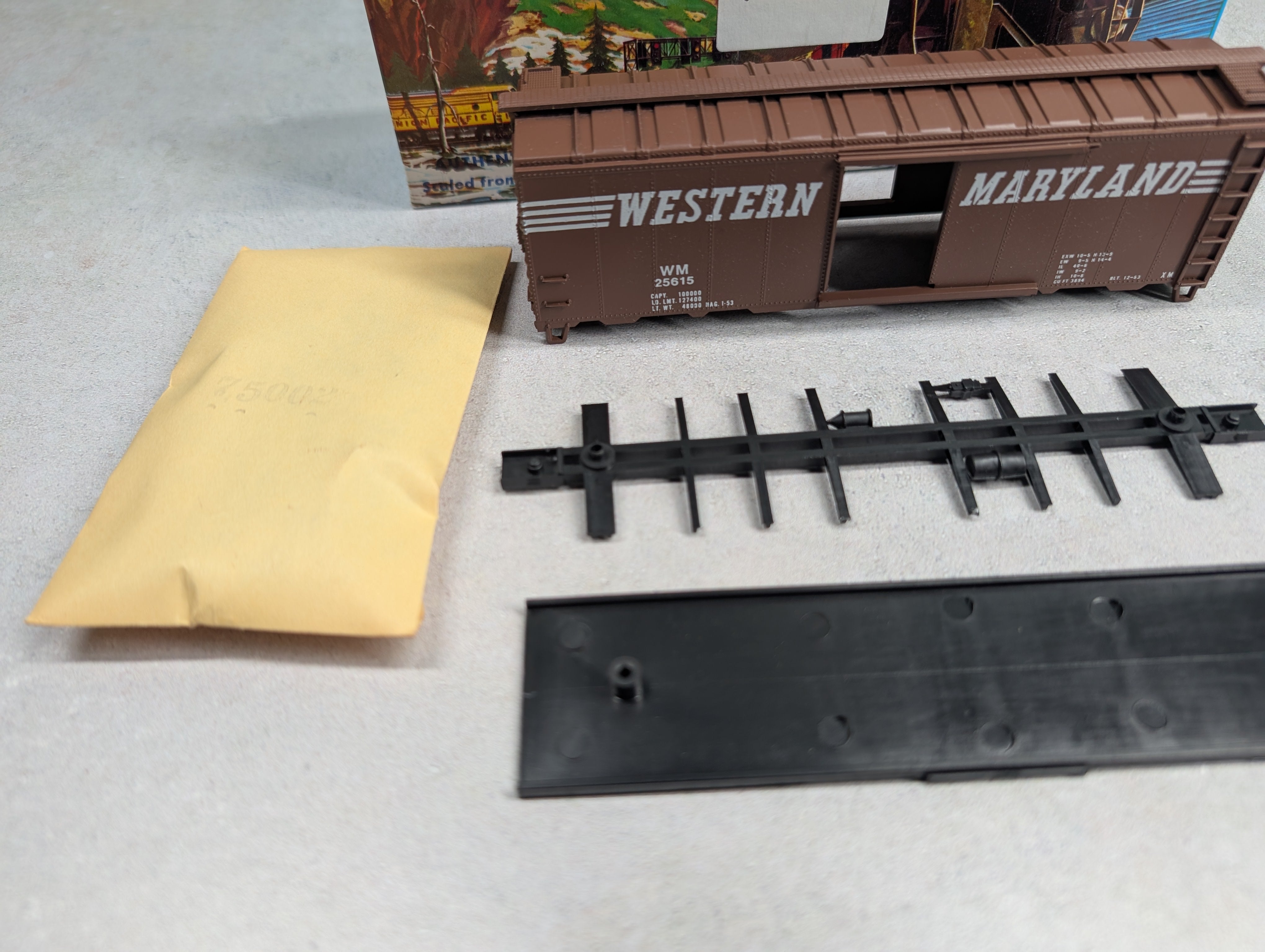 USED Athearn HO Scale 40' Steel Box Car Western Maryland WM #25615 Bev-Bel KIT