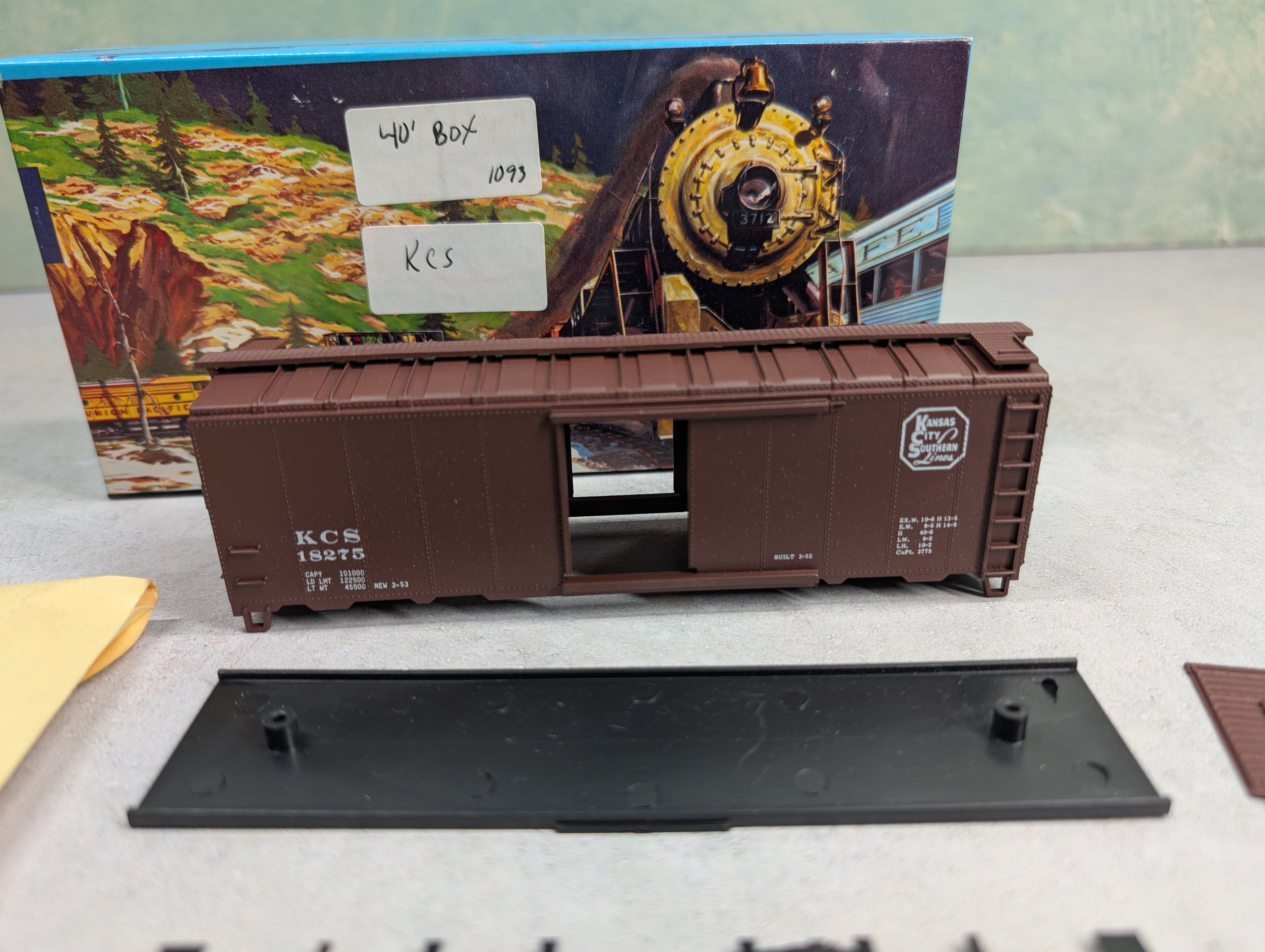 USED Athearn HO Scale 40' Steel Box Car Kansas City Southern KCS #18275 Bev-Bel KIT
