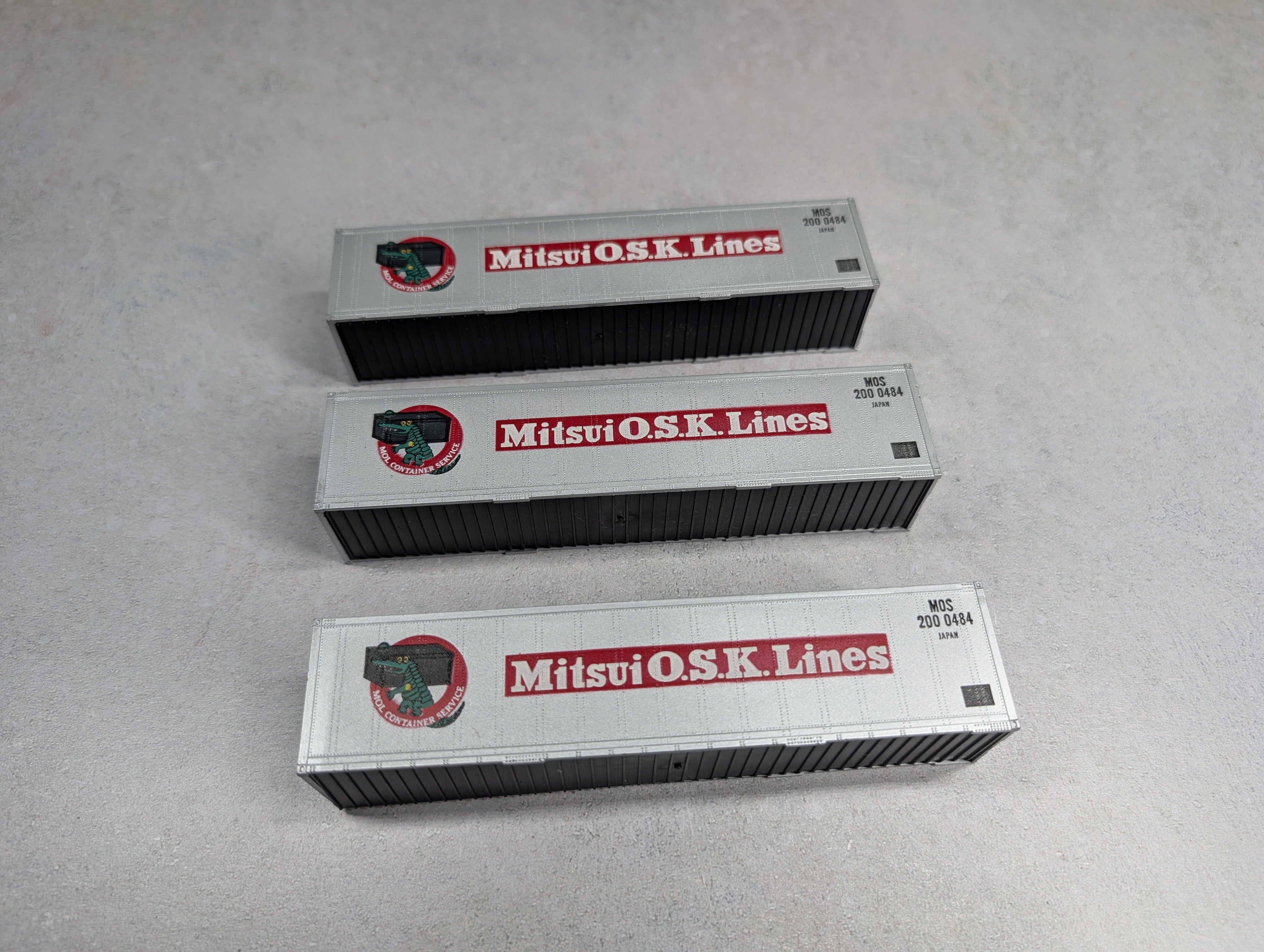 USED Athearn 2029 HO Scale 40' Containers Mitsui O.S.K. Lines (3 pcs)
