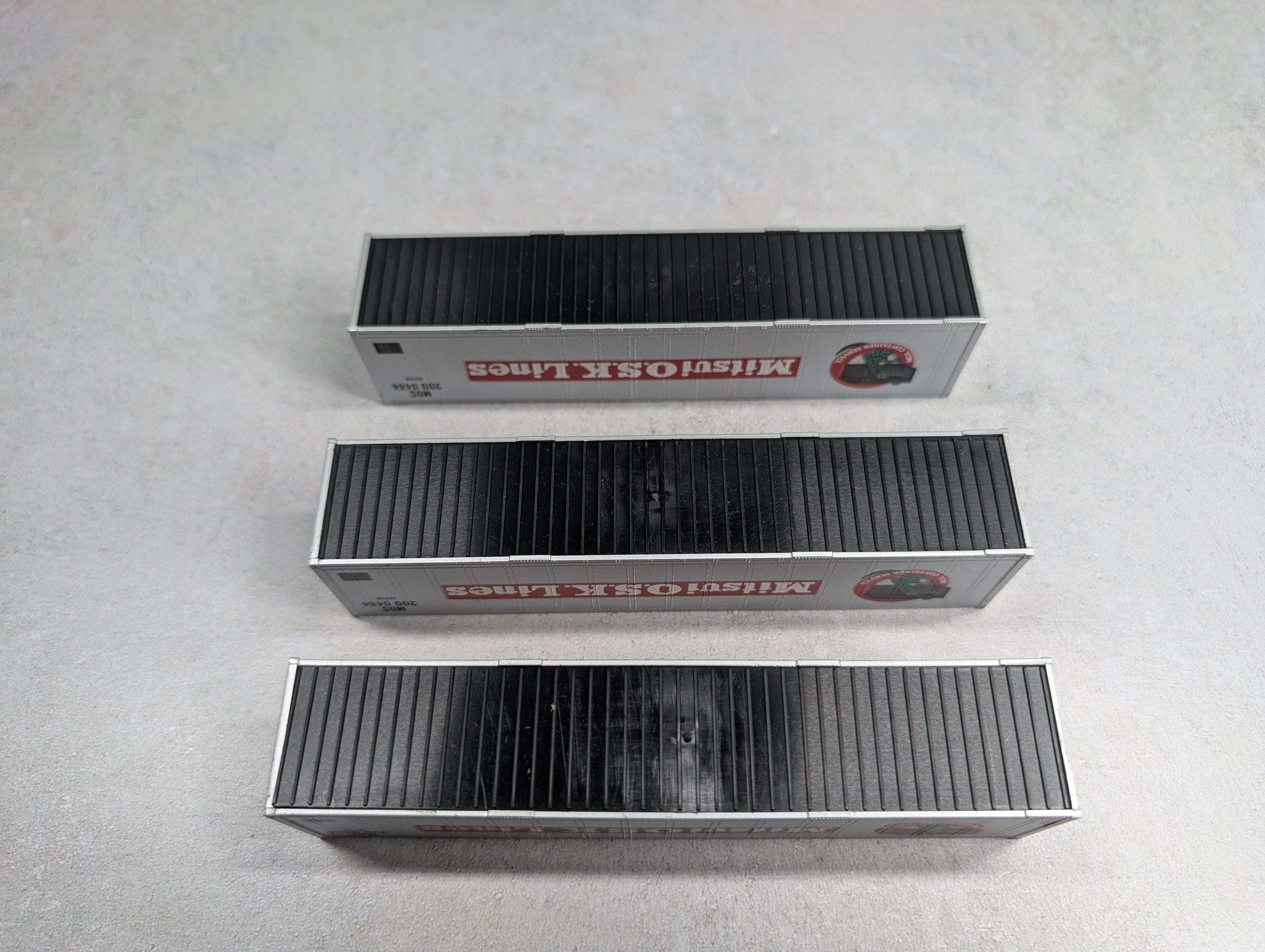 USED Athearn 2029 HO Scale 40' Containers Mitsui O.S.K. Lines (3 pcs)