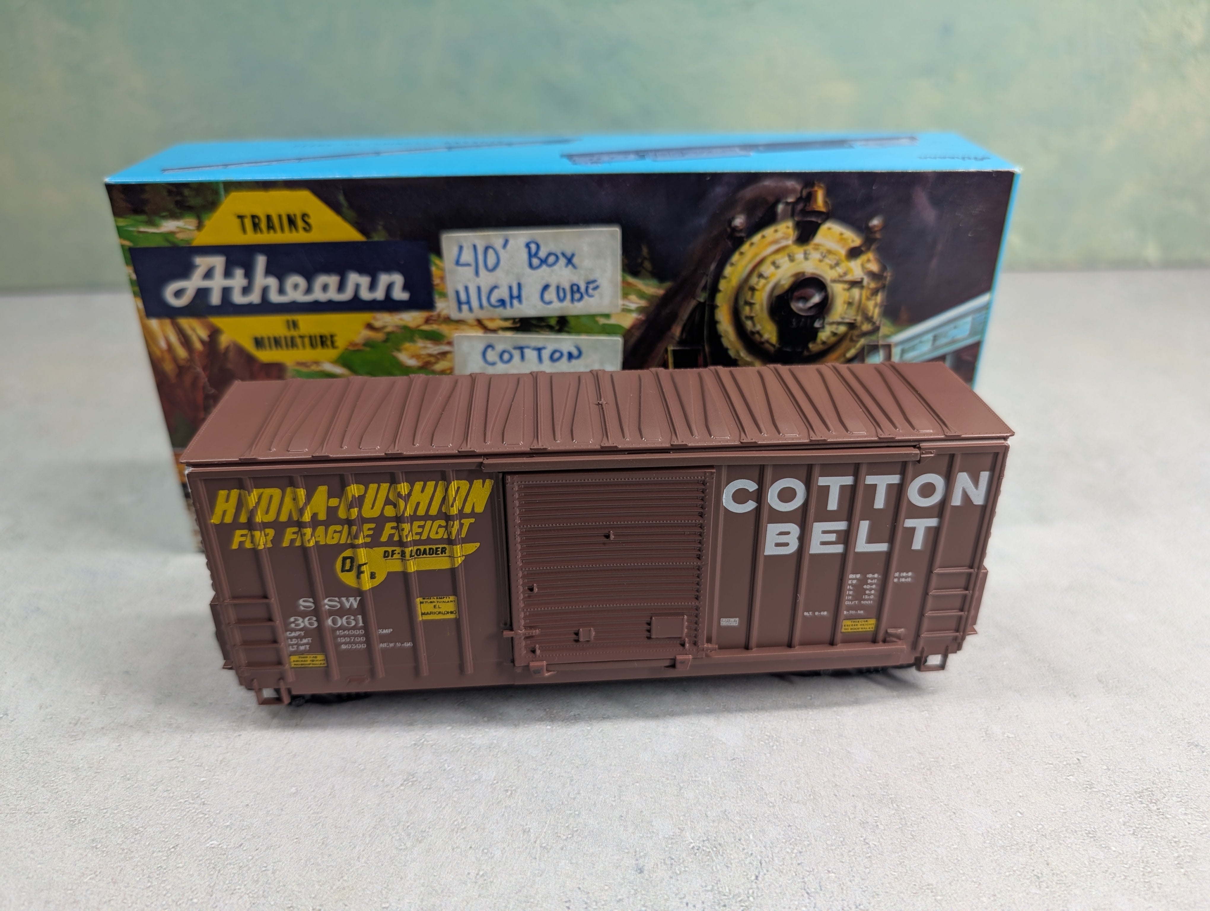 USED Athearn HO Scale 40' OB Hi-Cube Box Car Cotton Belt SSW #36061