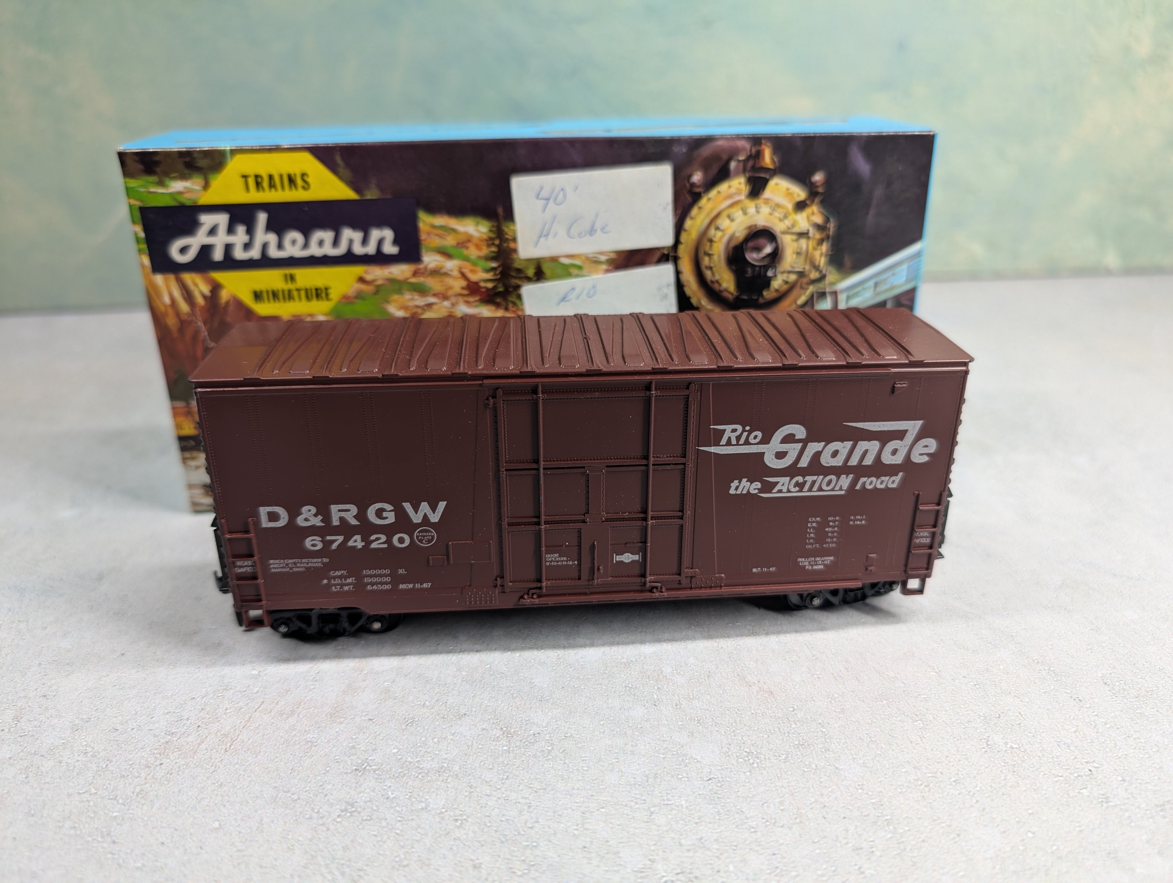 USED Athearn HO Scale 40' Hi-Cube Box Car Rio Grande D&RGW #67420