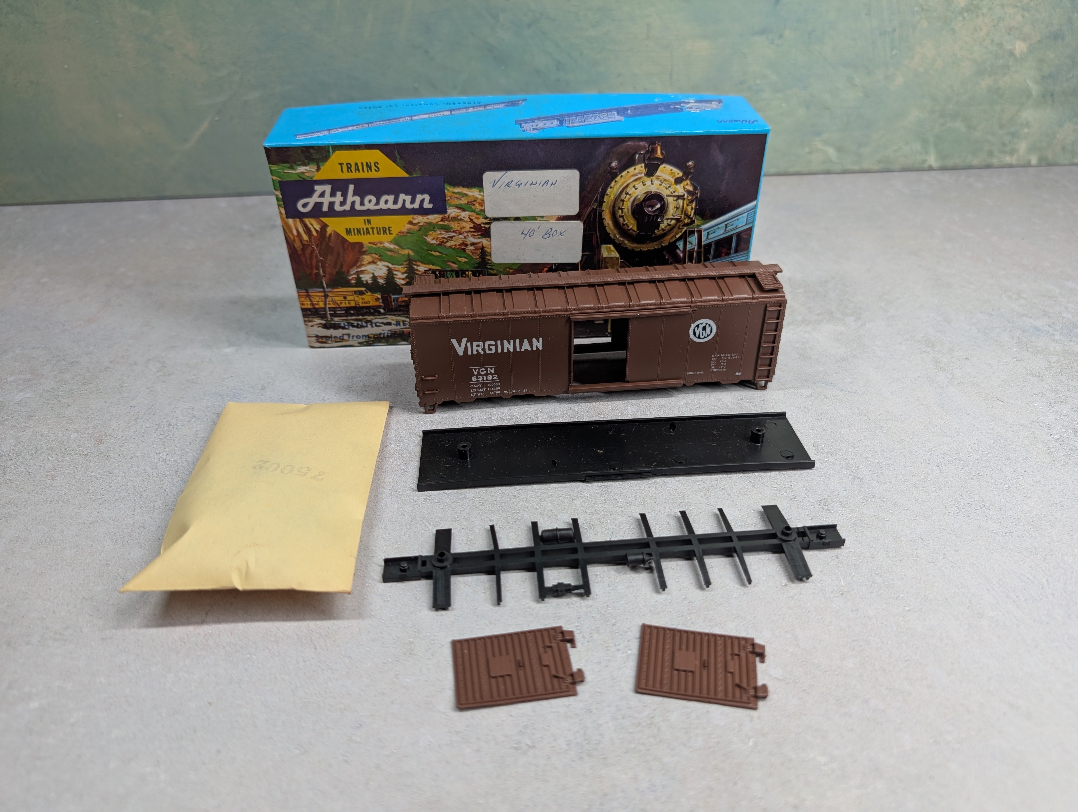 USED Athearn HO Scale 40' Box Car Virginian VGN #63182 Bev-Bel KIT