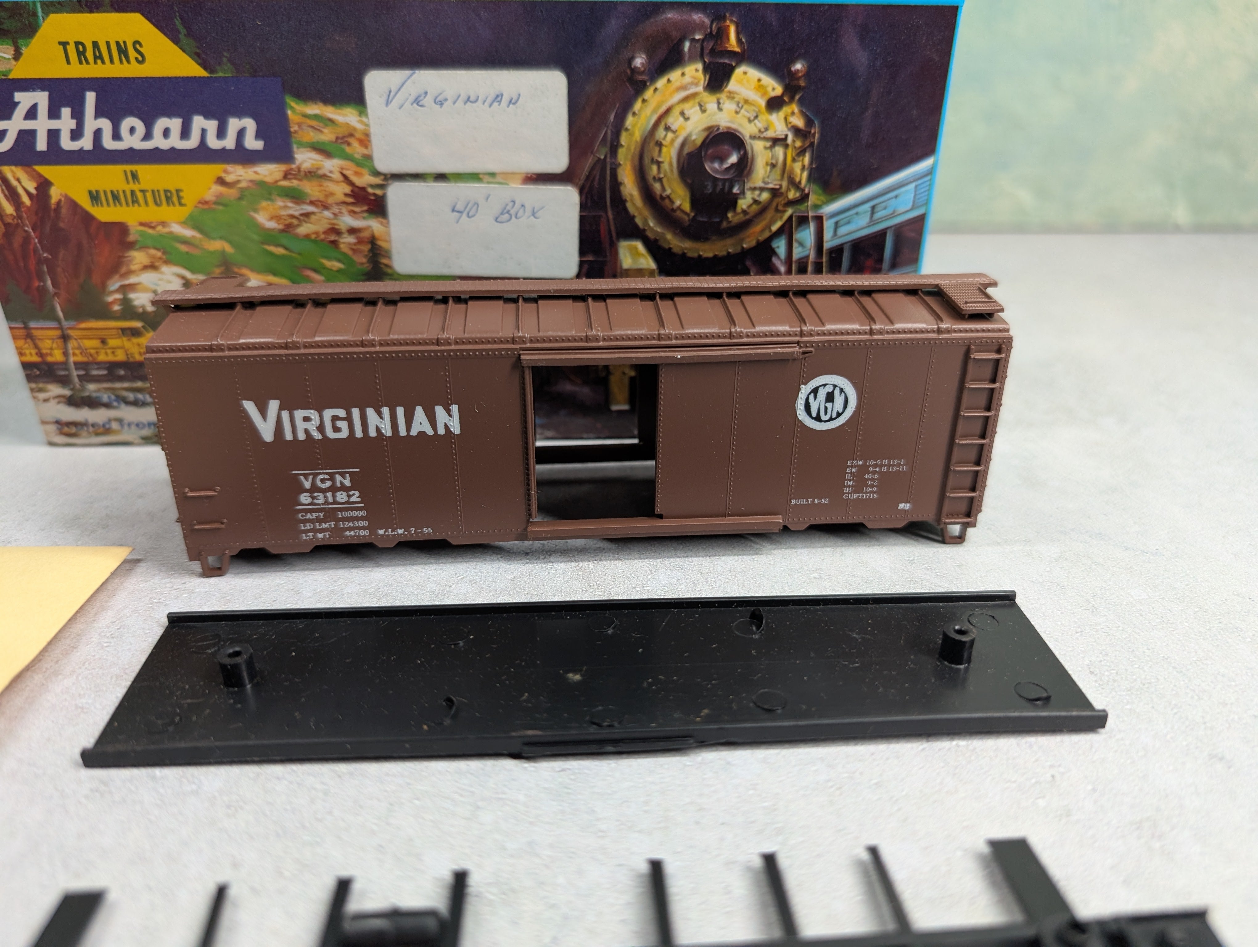 USED Athearn HO Scale 40' Box Car Virginian VGN #63182 Bev-Bel KIT