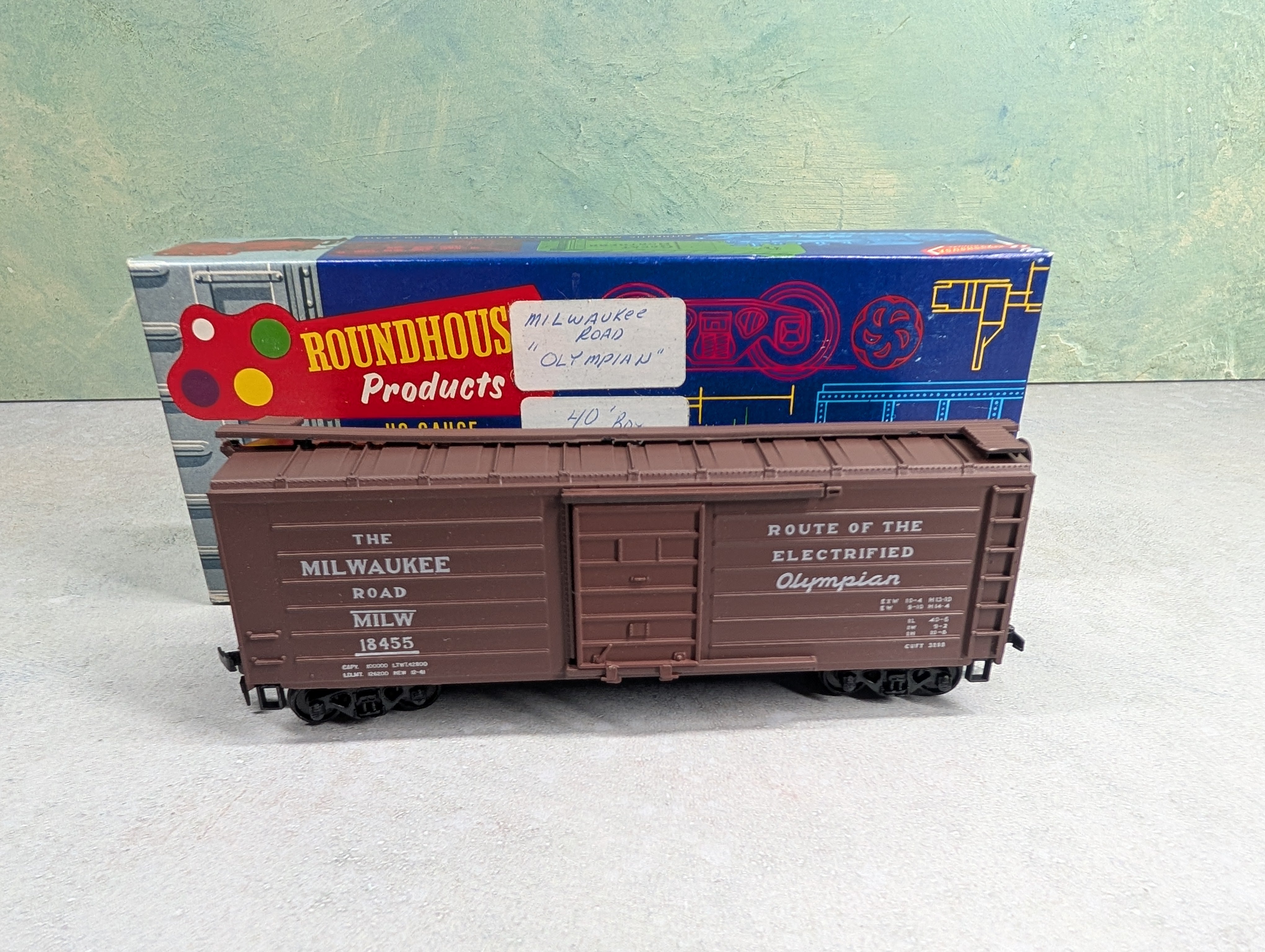 USED Roundhouse 1021 HO Scale 40' Box Car Milwaukee Road MILW #18455