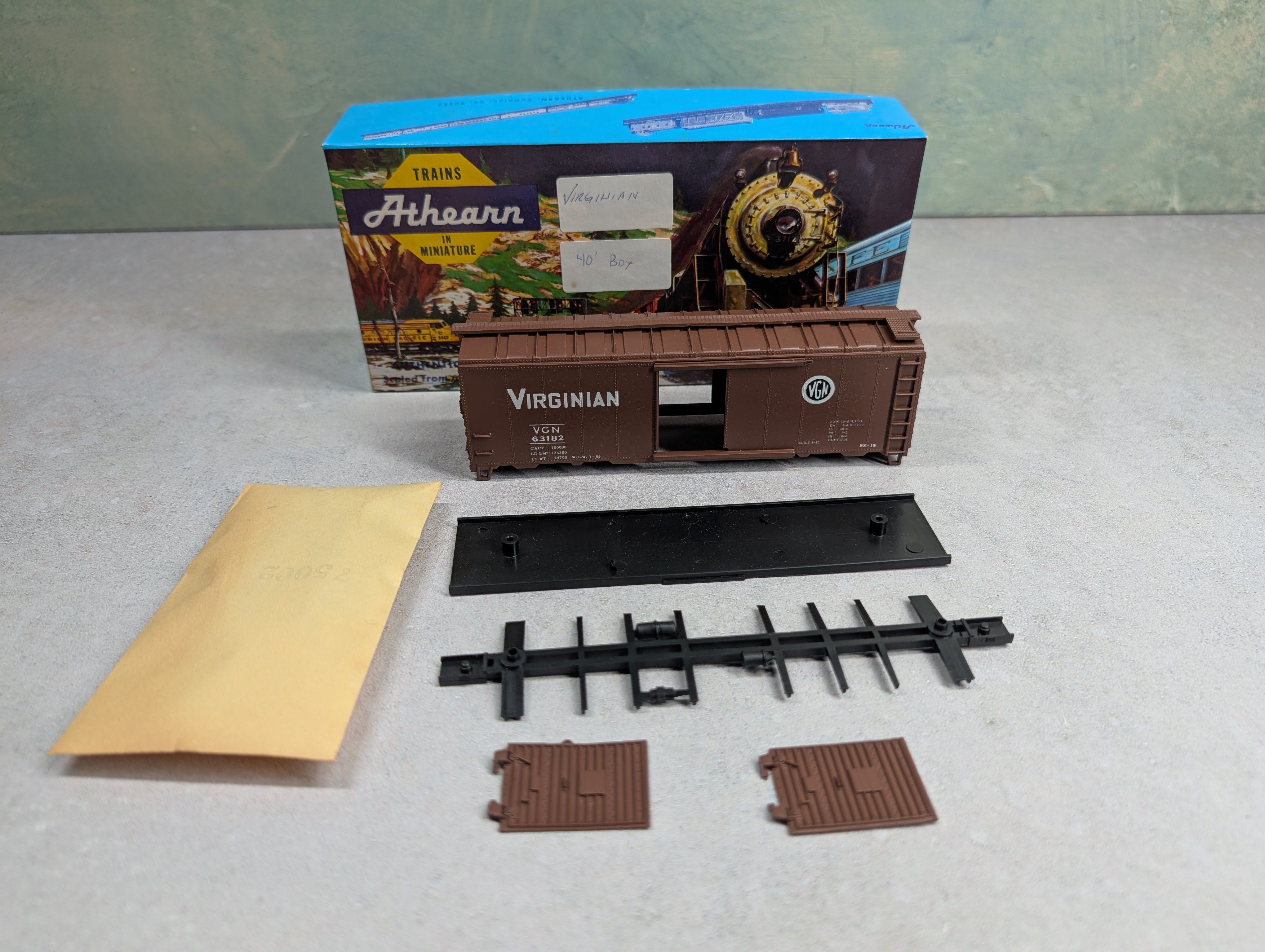 USED Athearn HO Scale 40' Box Car Virginian VGN #63182 Bev-Bel KIT