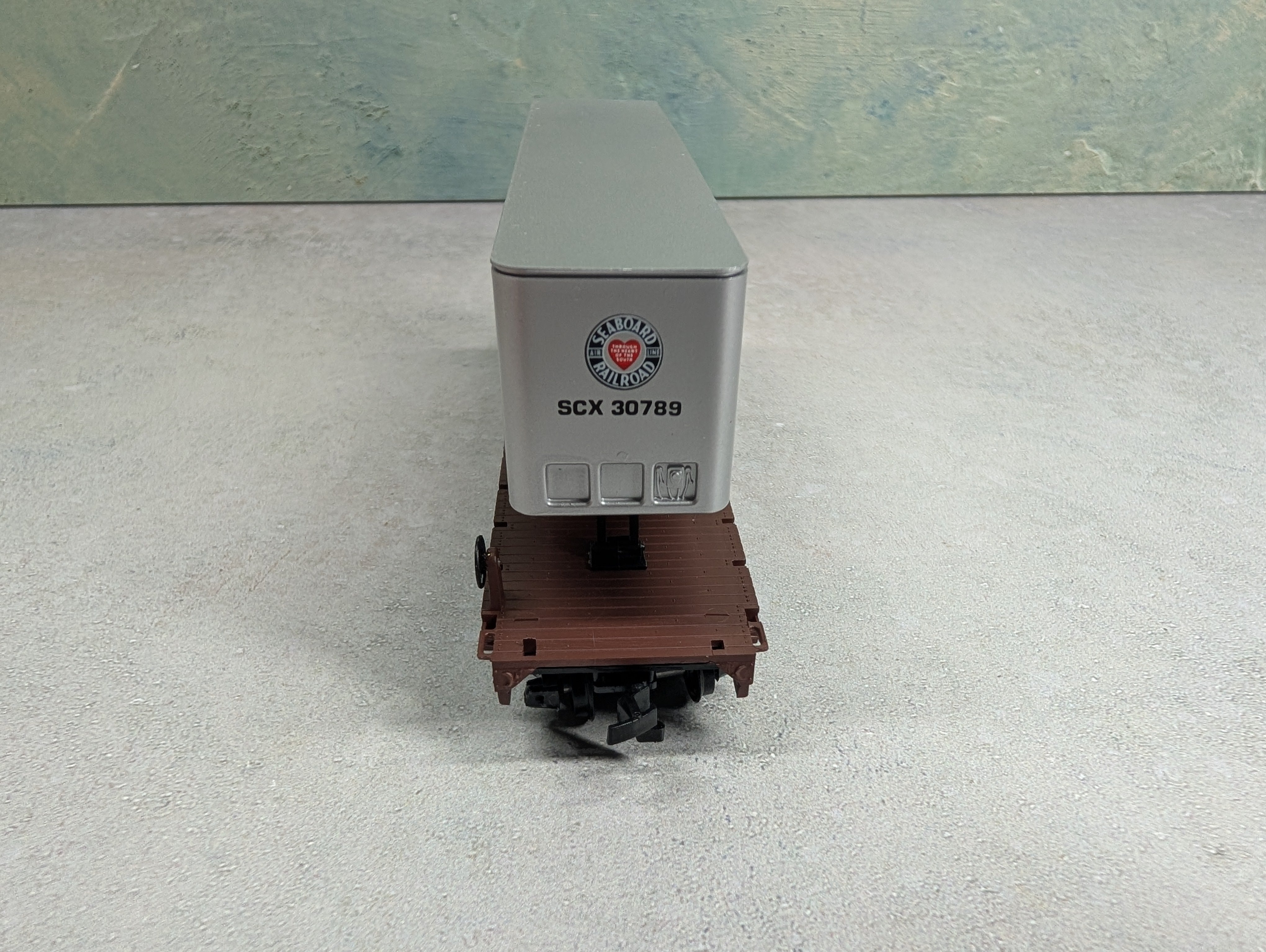 USED Con-Cor HO Scale 54' Flat Car w/ 40' Trailer Florida East Coast FEC #1305 Seaboard