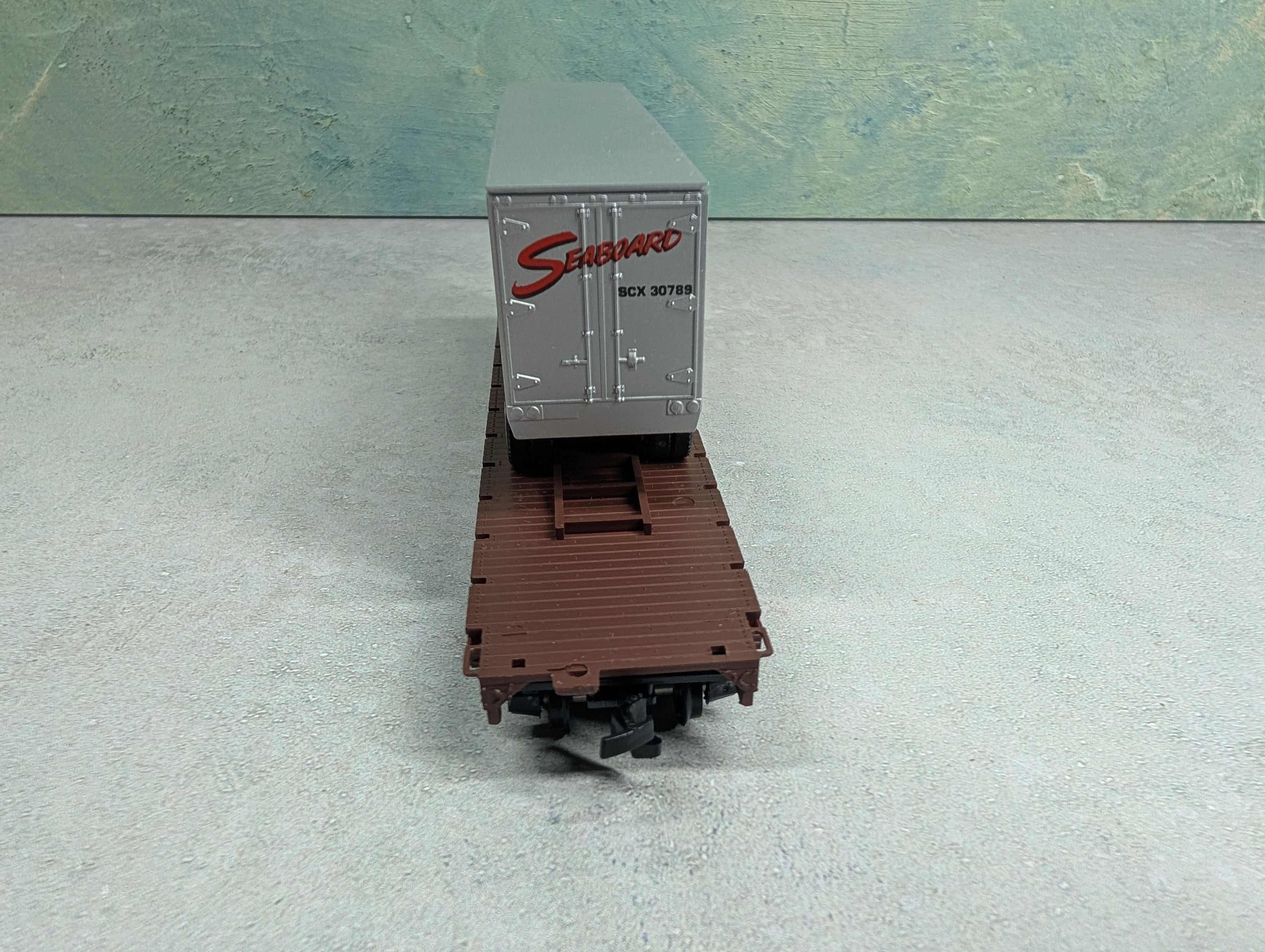 USED Con-Cor HO Scale 54' Flat Car w/ 40' Trailer Florida East Coast FEC #1305 Seaboard