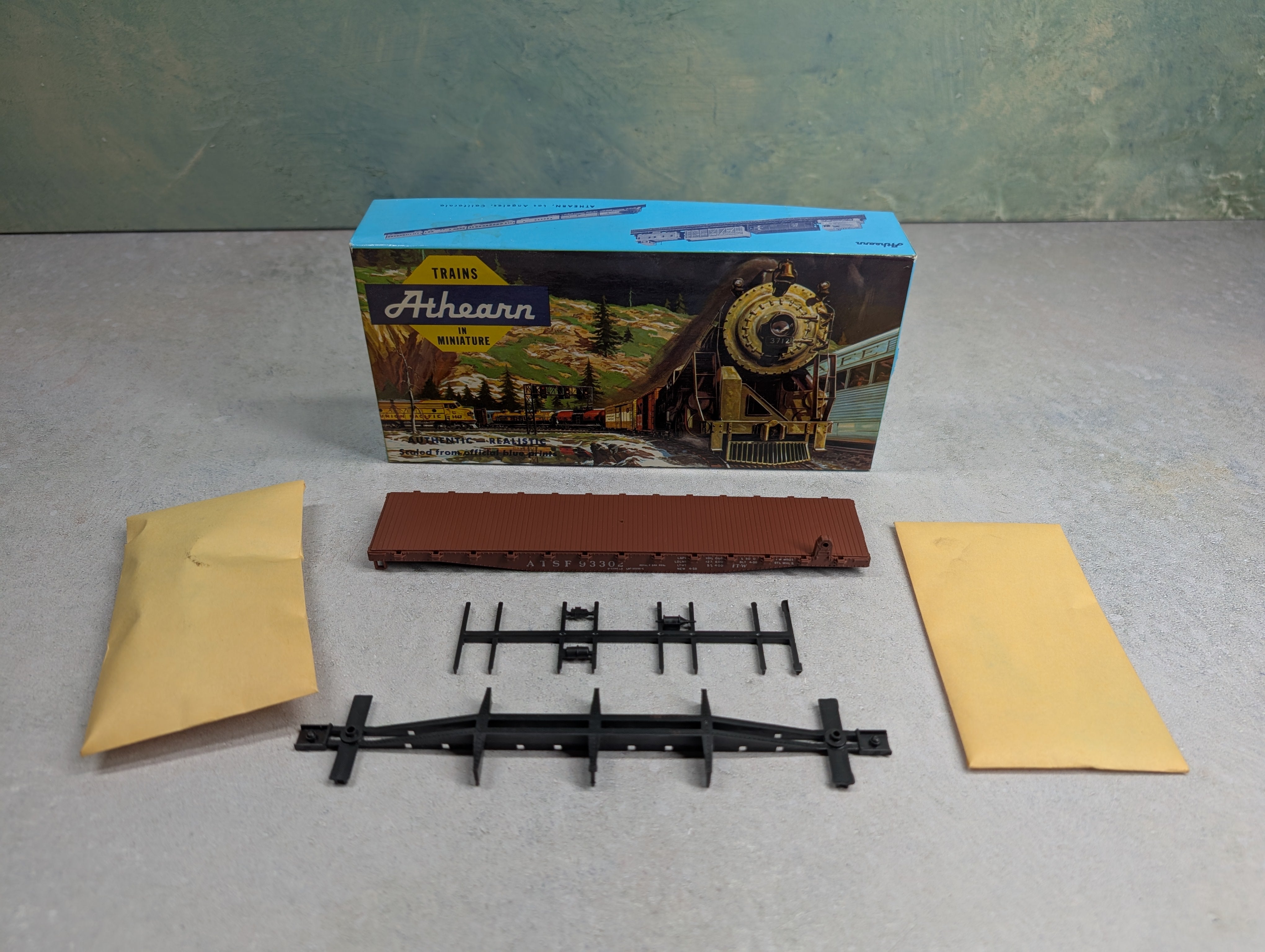 USED Athearn 1400 HO Scale 50' Flat Car Santa Fe ATSF #93302 KIT