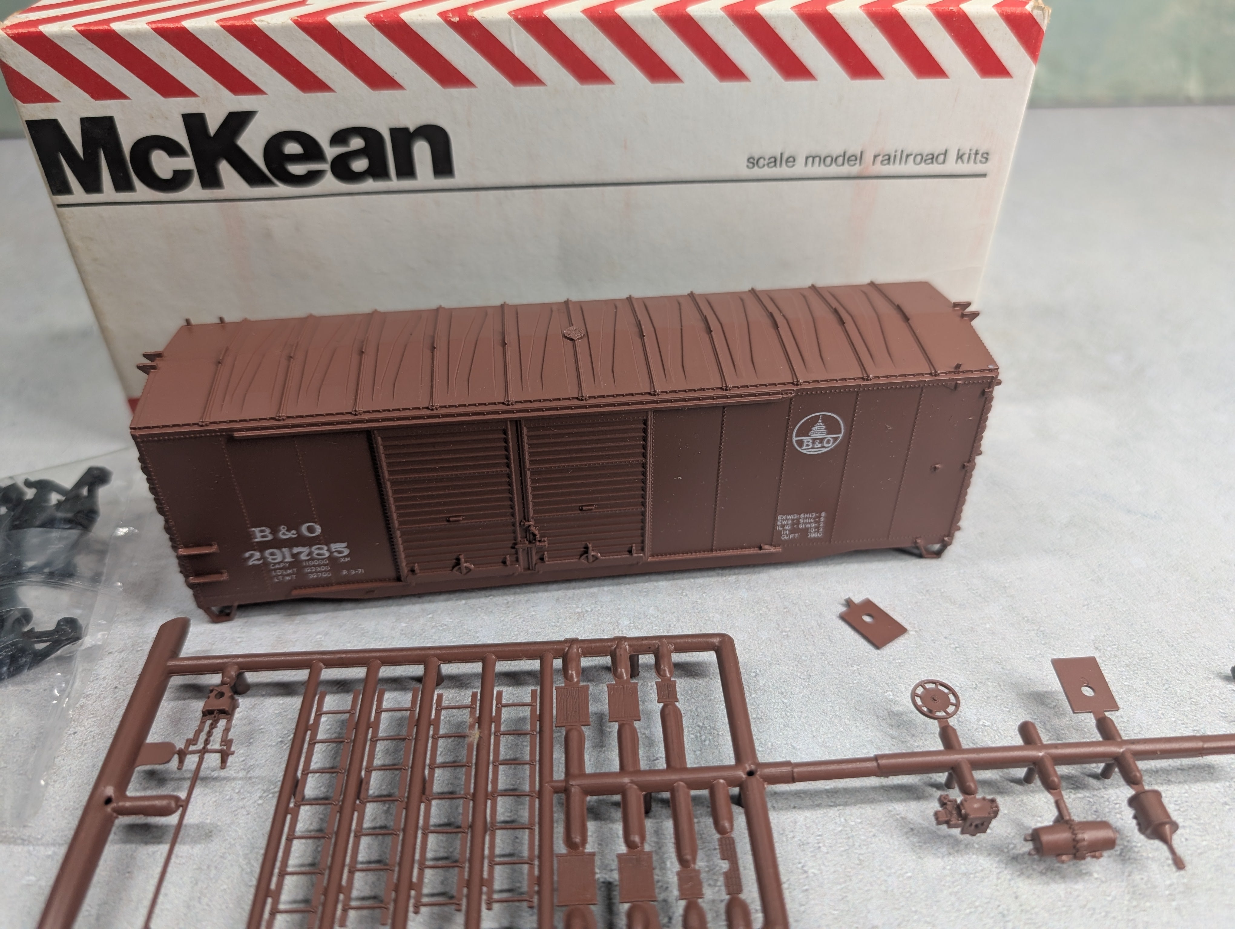 USED MCKEAN HO Scale 40' Box Car Baltimore and Ohio B&O #291785 KIT