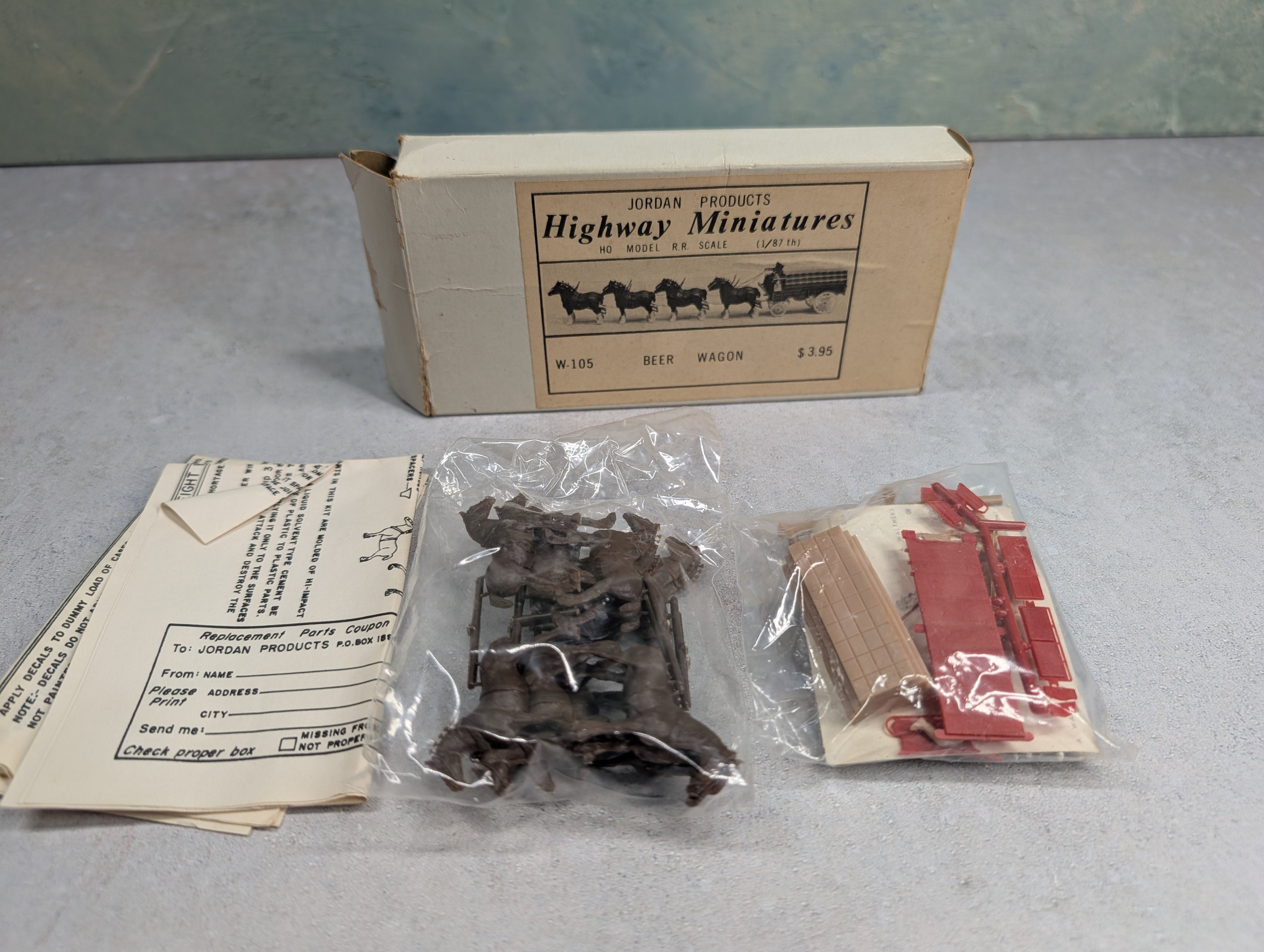 USED Jordan Products W-105 HO Scale Highway Miniatures Beer Wagon