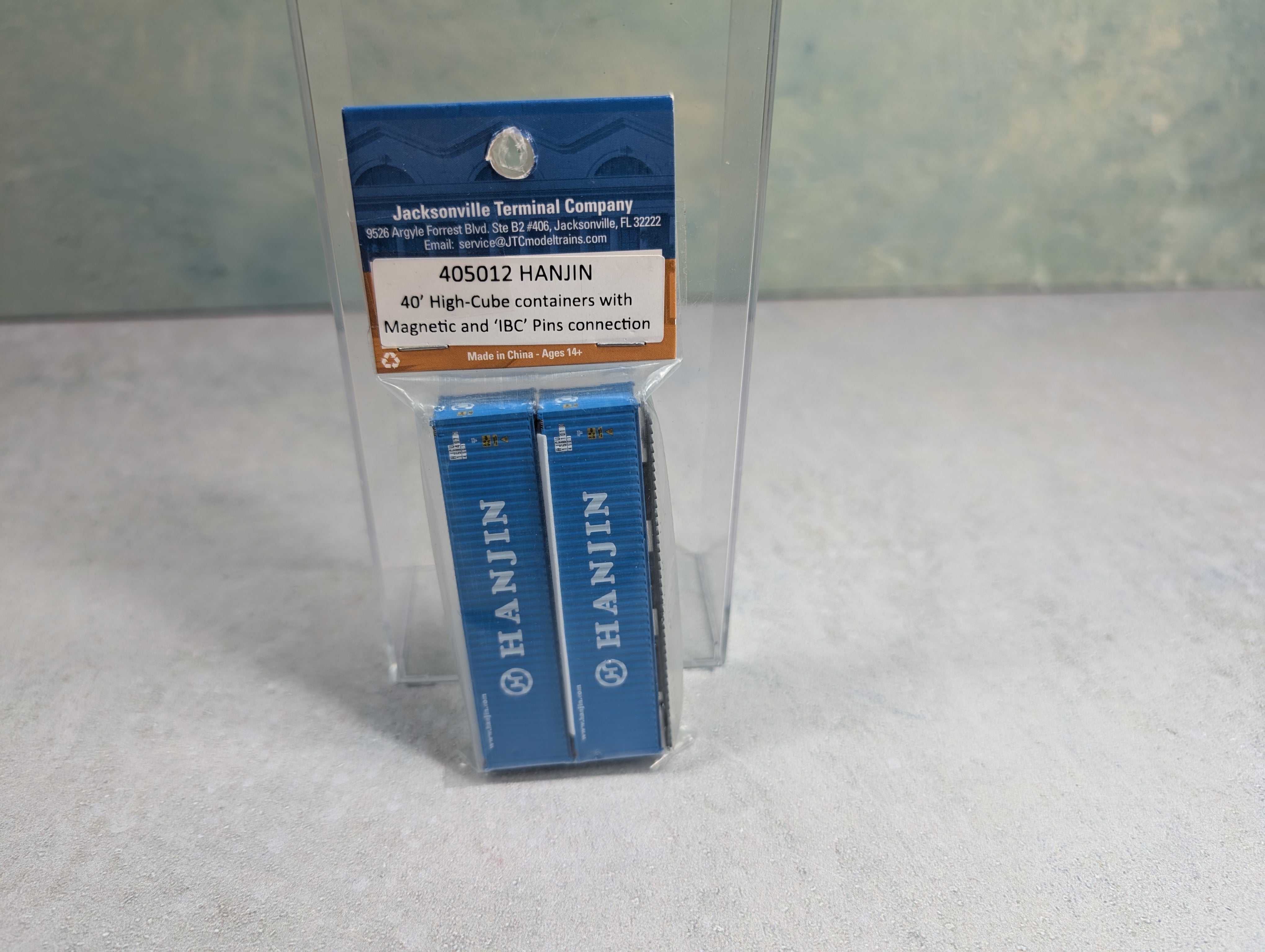Jacksonville Terminal Company 405012 N Scale 40' High-Cube Containers w/ Magnetic & IBC Pins Connections Hanjin