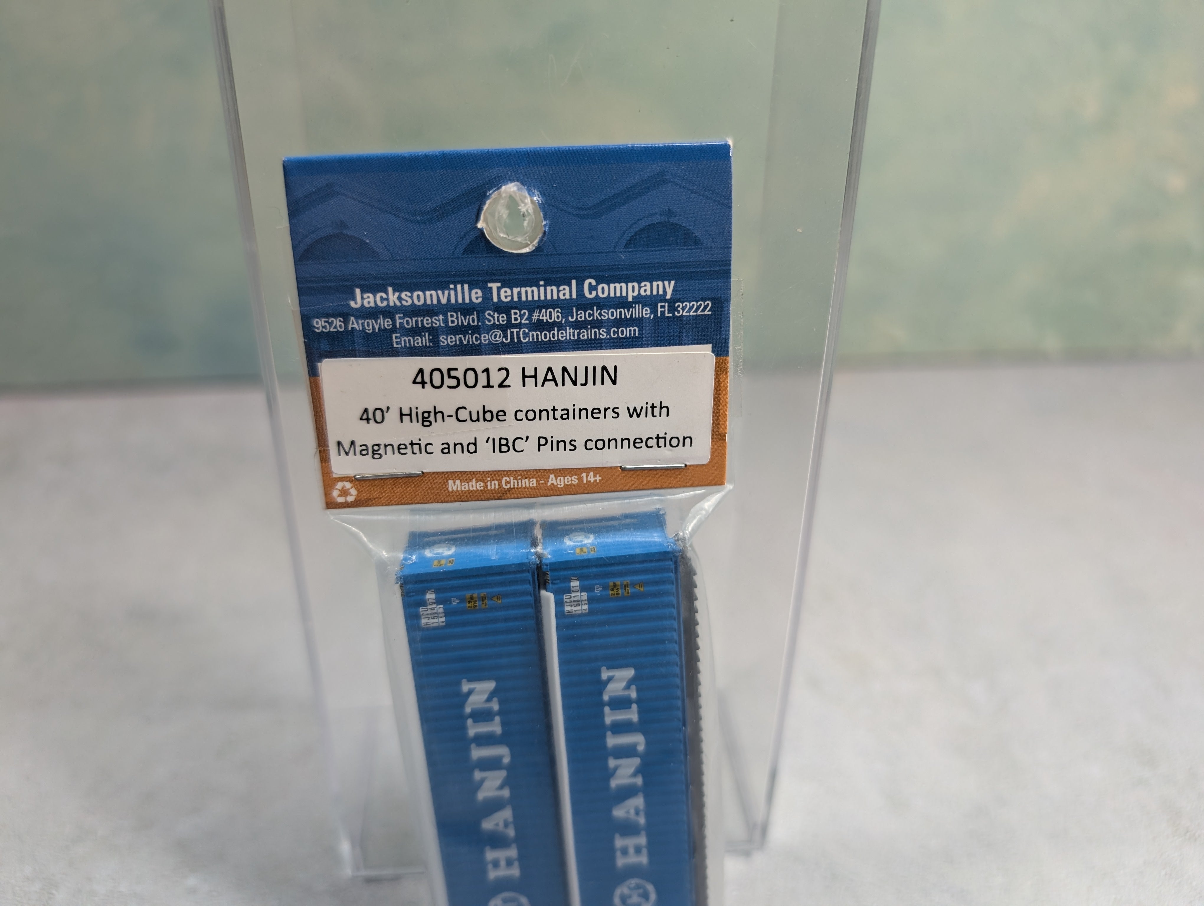 Jacksonville Terminal Company 405012 N Scale 40' High-Cube Containers w/ Magnetic & IBC Pins Connections Hanjin
