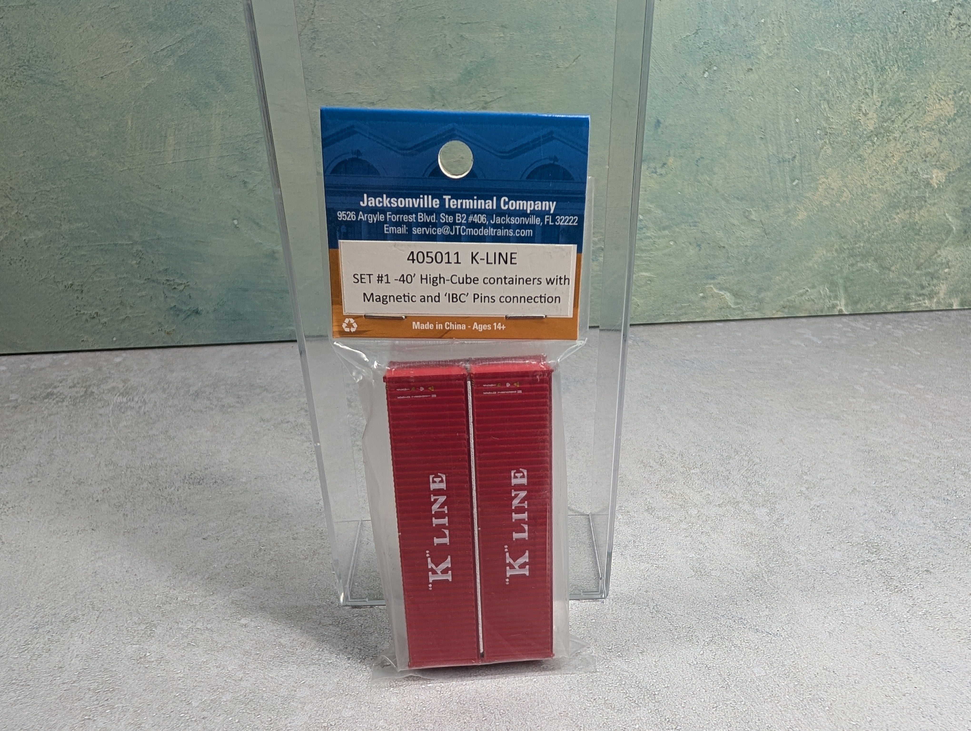 Jacksonville Terminal Company 405011 N Scale 40' High-Cube Containers w/ Magnetic & IBC Pins Connections K-Line