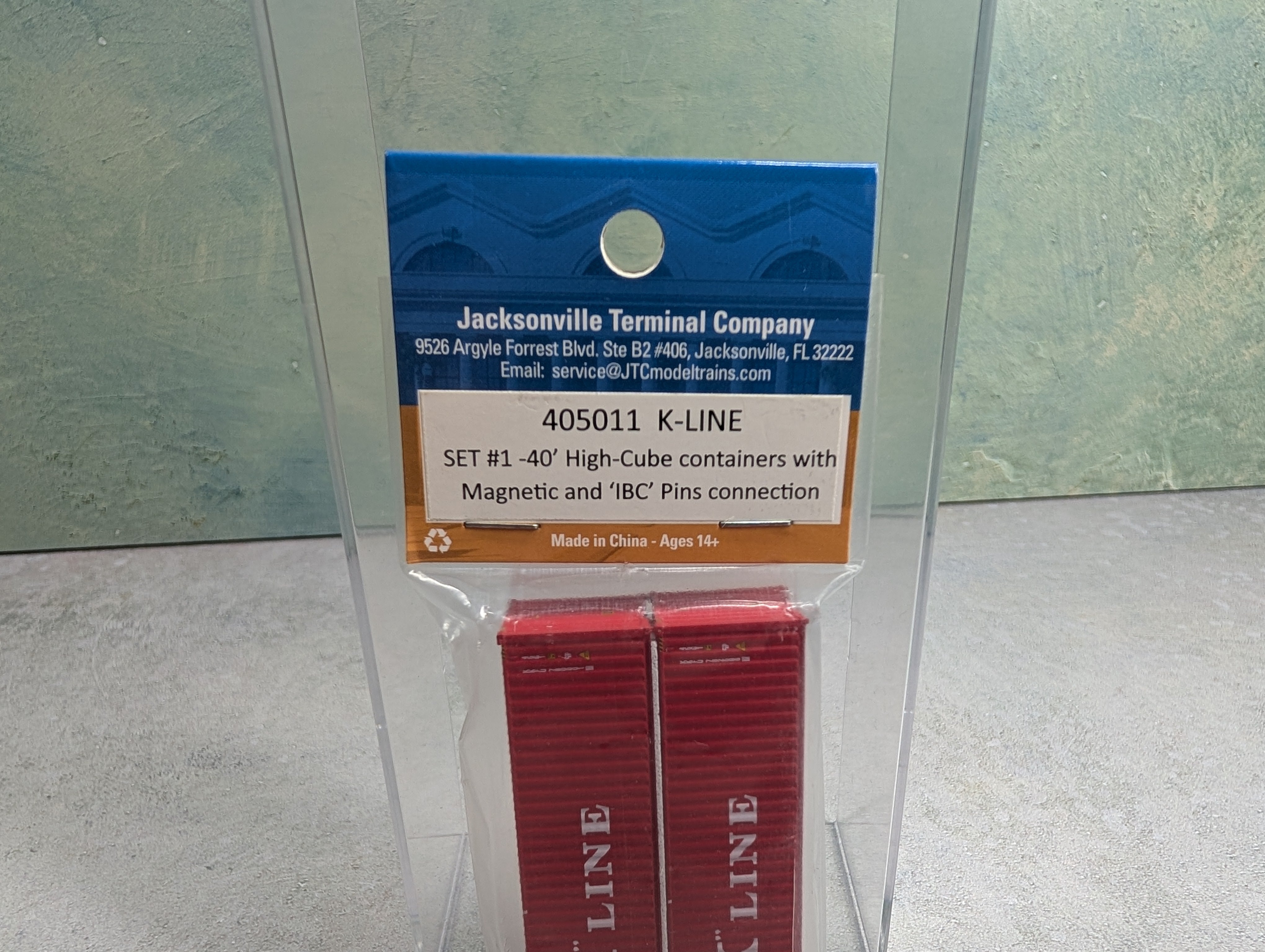 Jacksonville Terminal Company 405011 N Scale 40' High-Cube Containers w/ Magnetic & IBC Pins Connections K-Line