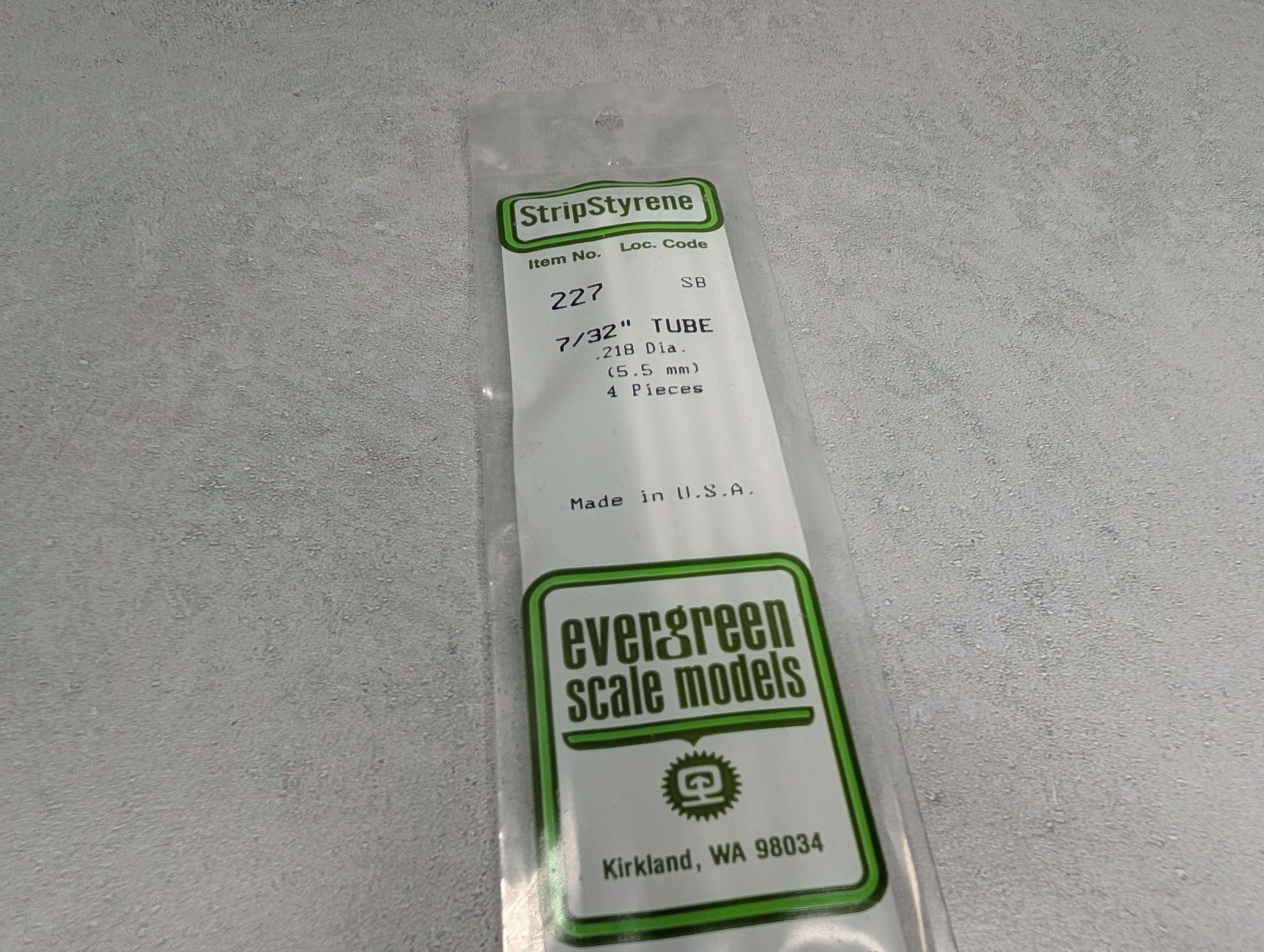 Evergreen Scale Models 227 Multi Scale 7/32" Tube .218 Diameter (4 pcs)