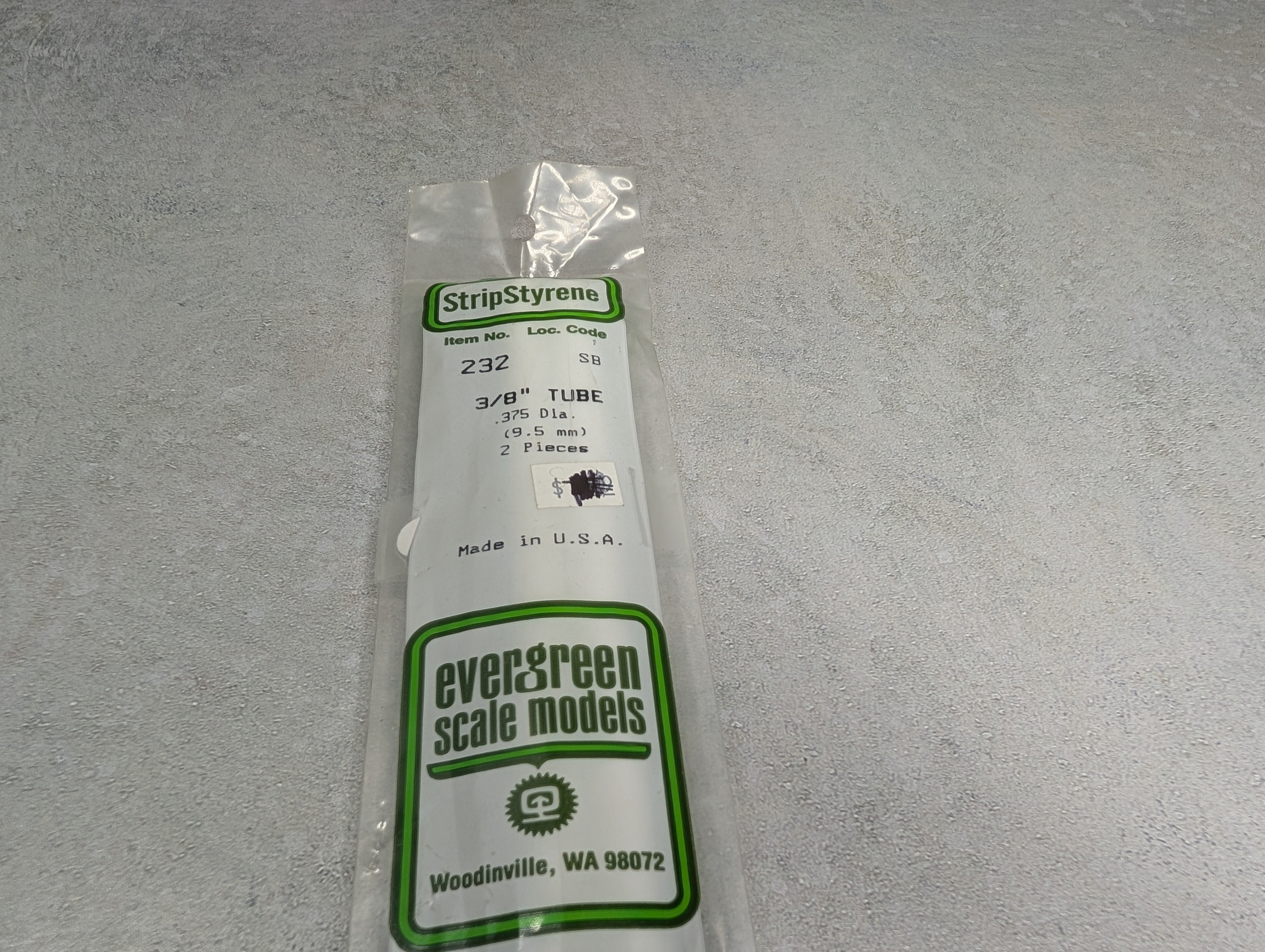 Evergreen Scale Models 232 Multi Scale 3/8" Tube .375 Diameter (2 pcs)