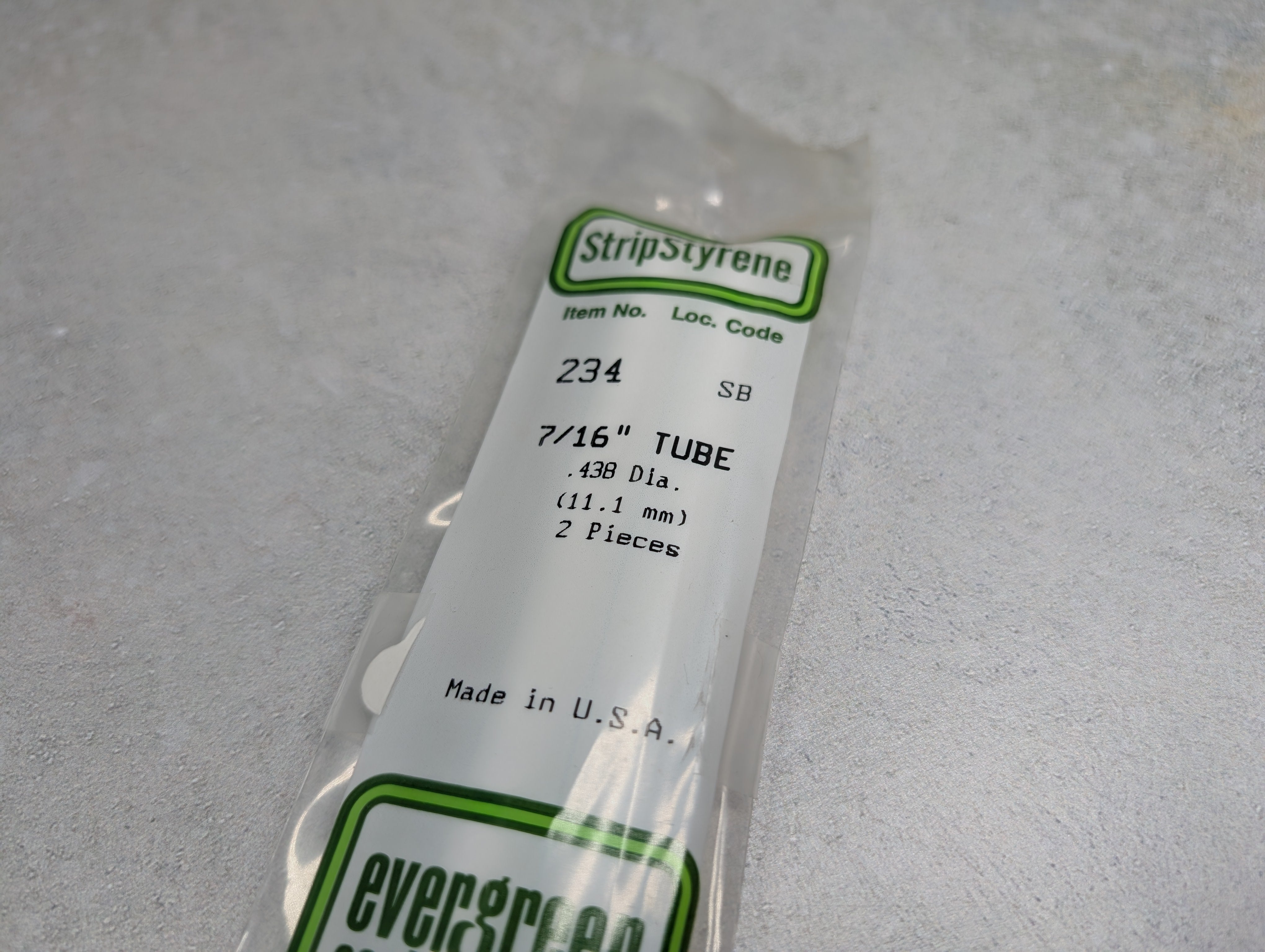 Evergreen Scale Models 234 Multi Scale 7/16" Tube .438 Diameter (2 pcs)