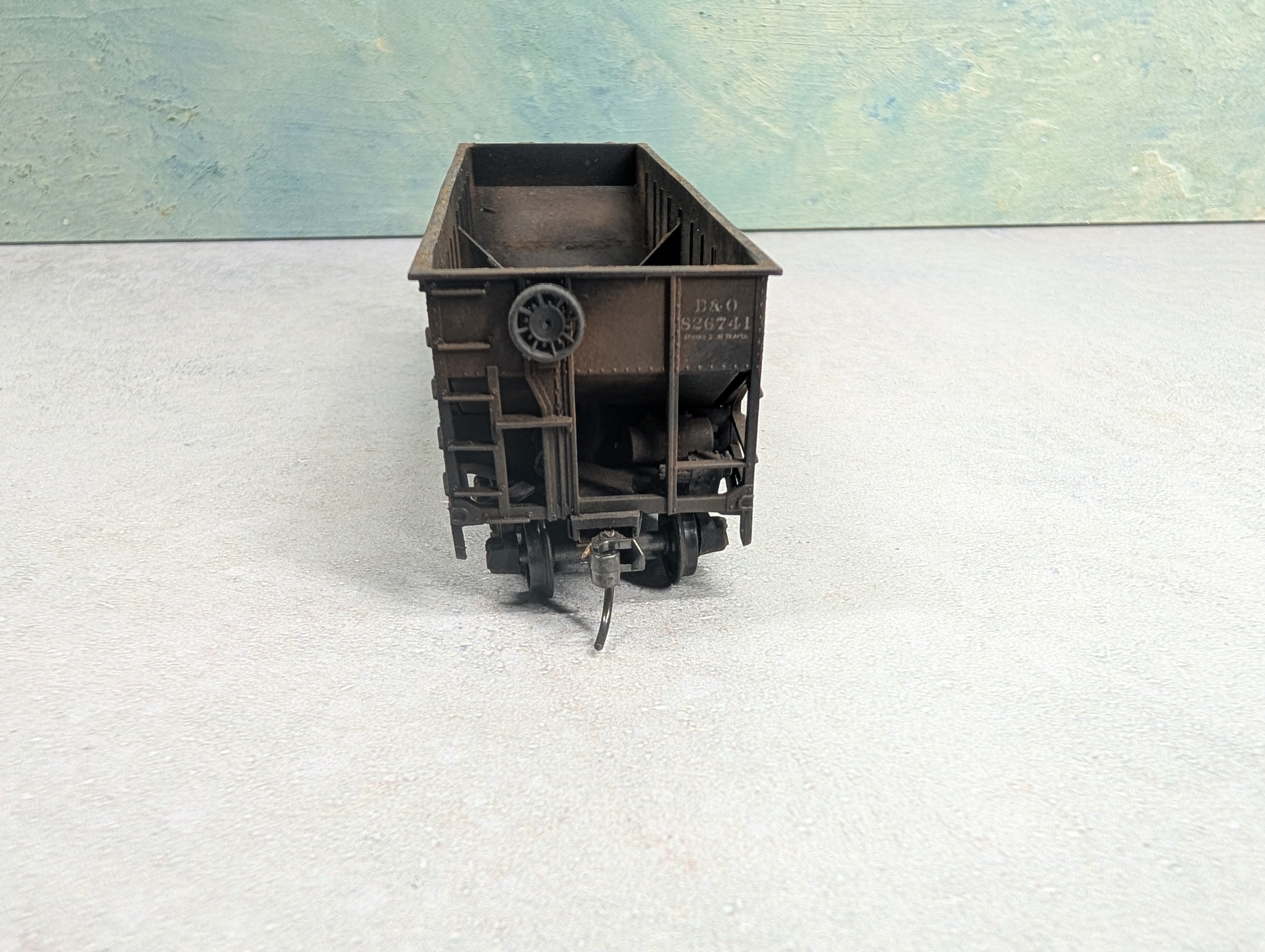 USED Athearn HO Scale 2 Bay Hopper Baltimore and Ohio B&O #826741 Weathered