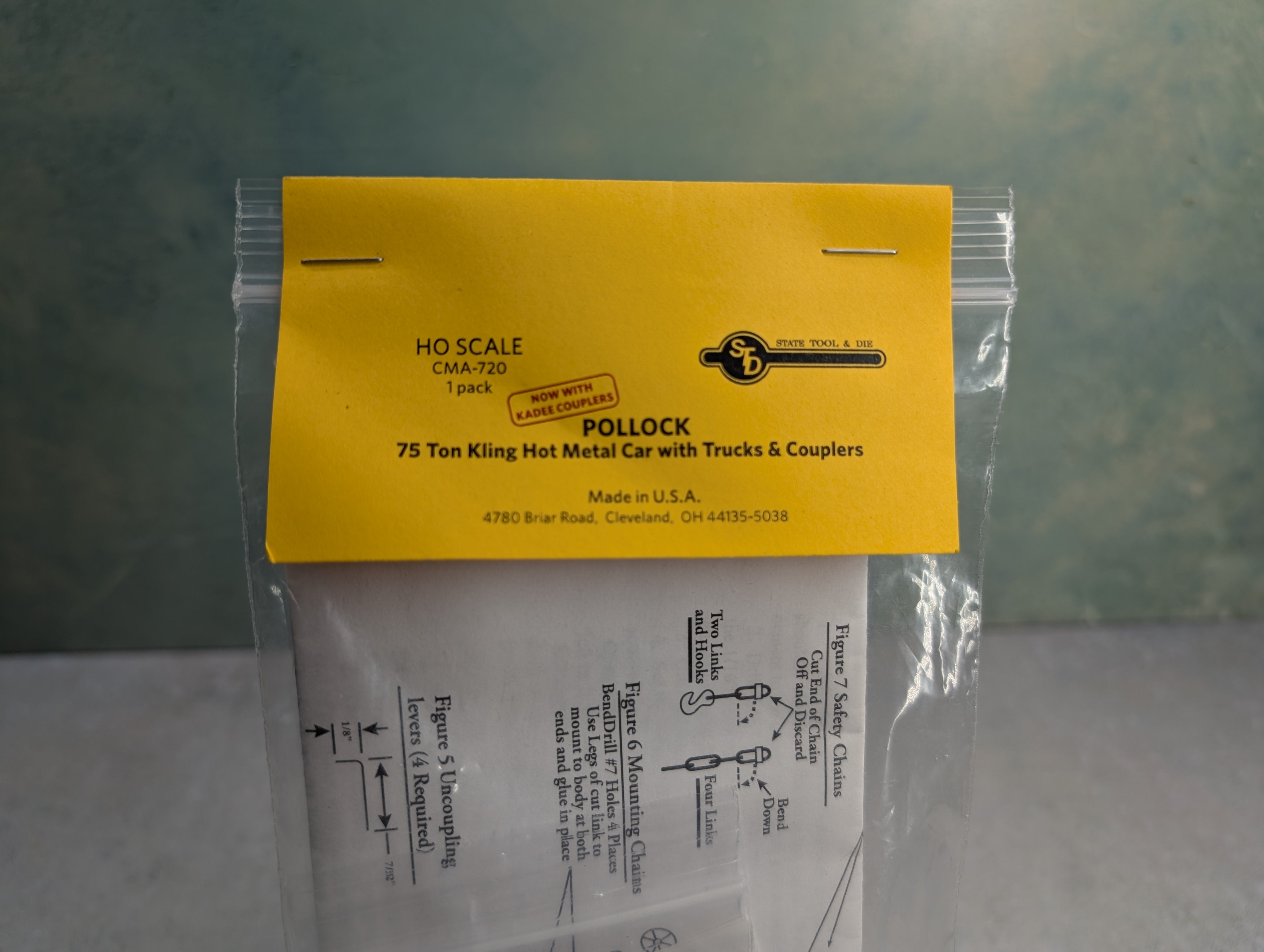 State Tool & Die CMA-720 HO Scale Pollock 75 Ton Kling Hot Metal Car w/ Trucks & Couplers KIT