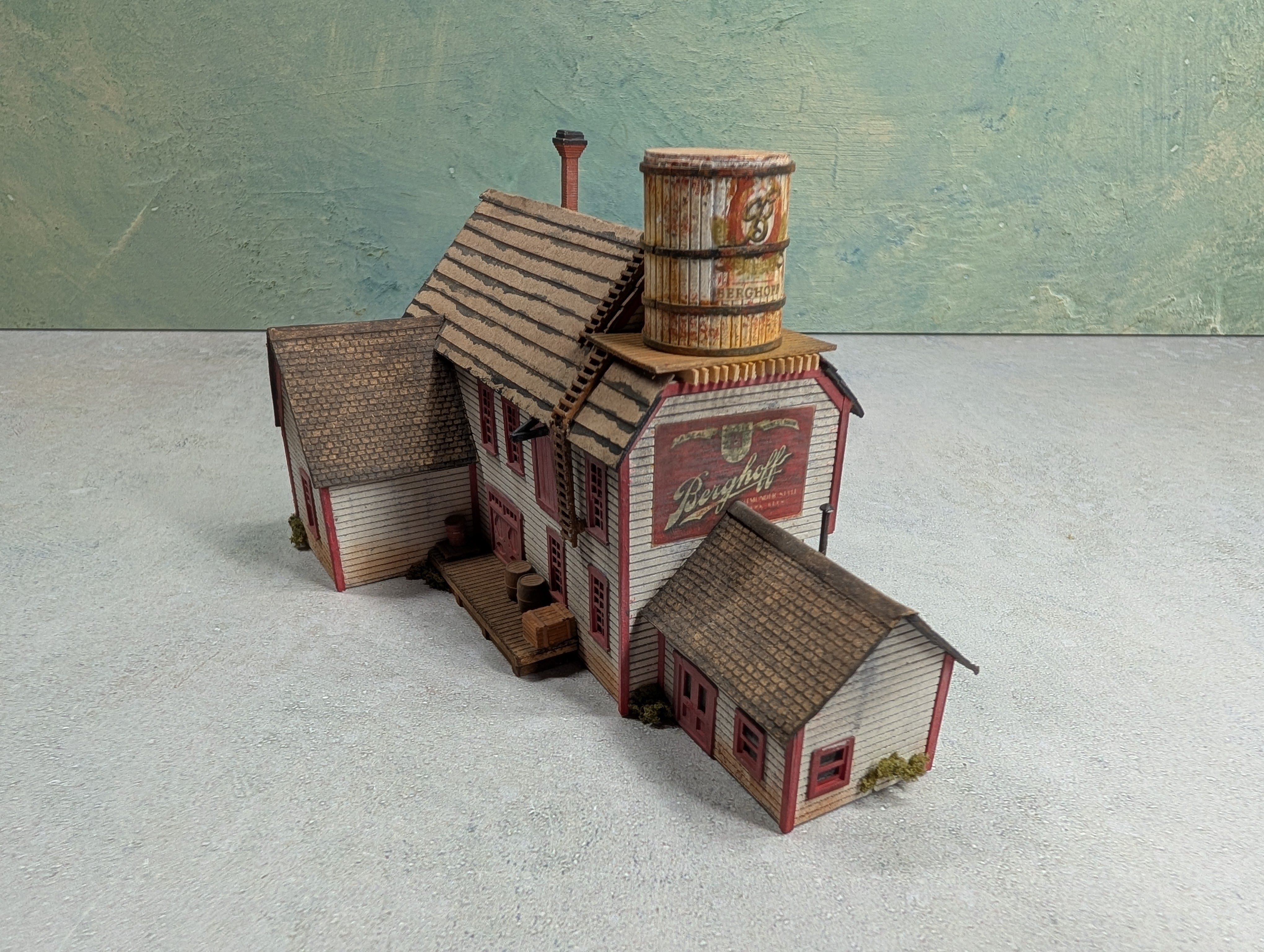 USED N Scale Custom Beer Barn, Scratch Built, Berghoff