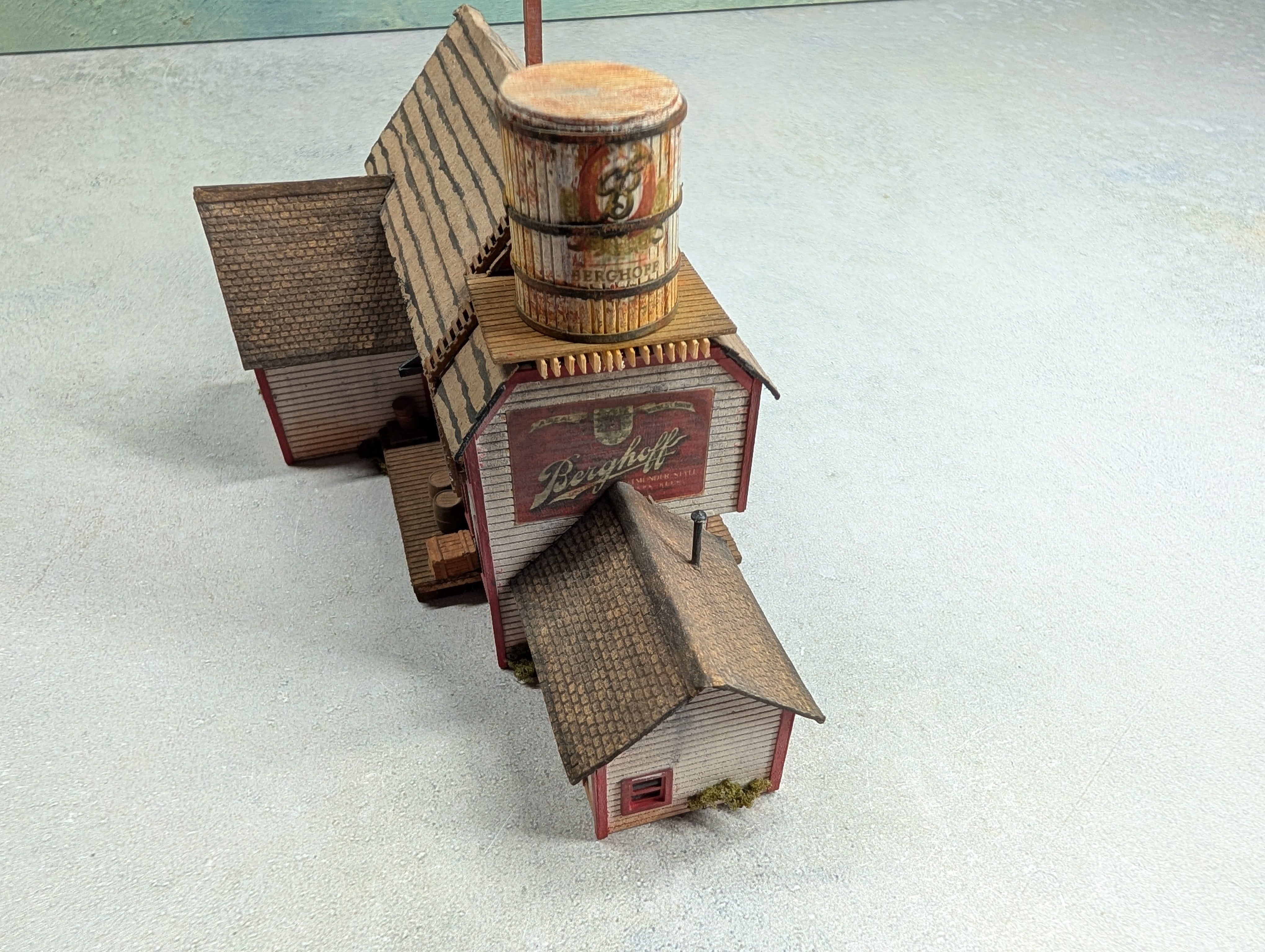 USED N Scale Custom Beer Barn, Scratch Built, Berghoff