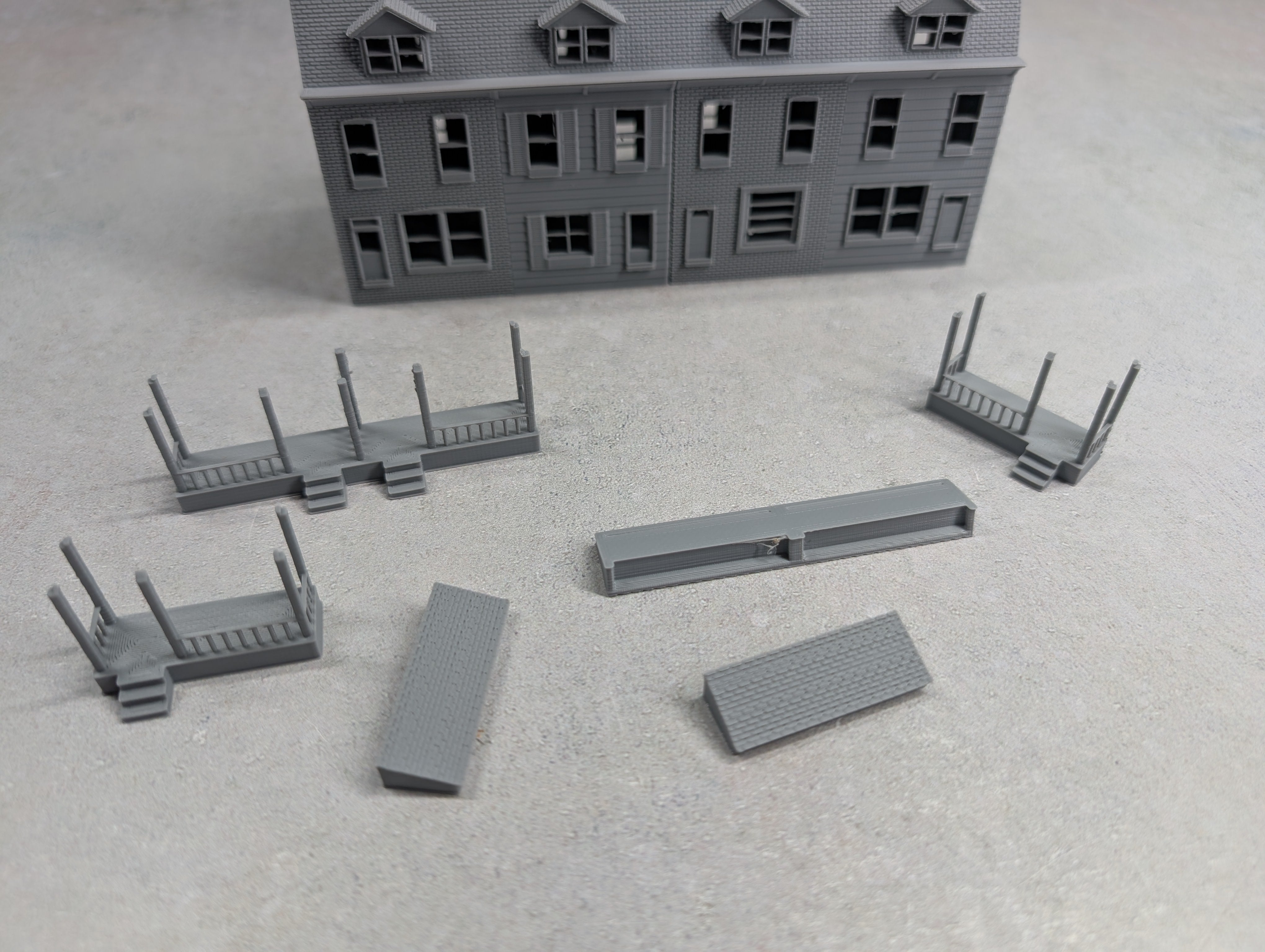 USED N Scale 3D Printed 4 Unit Rowhouse KIT