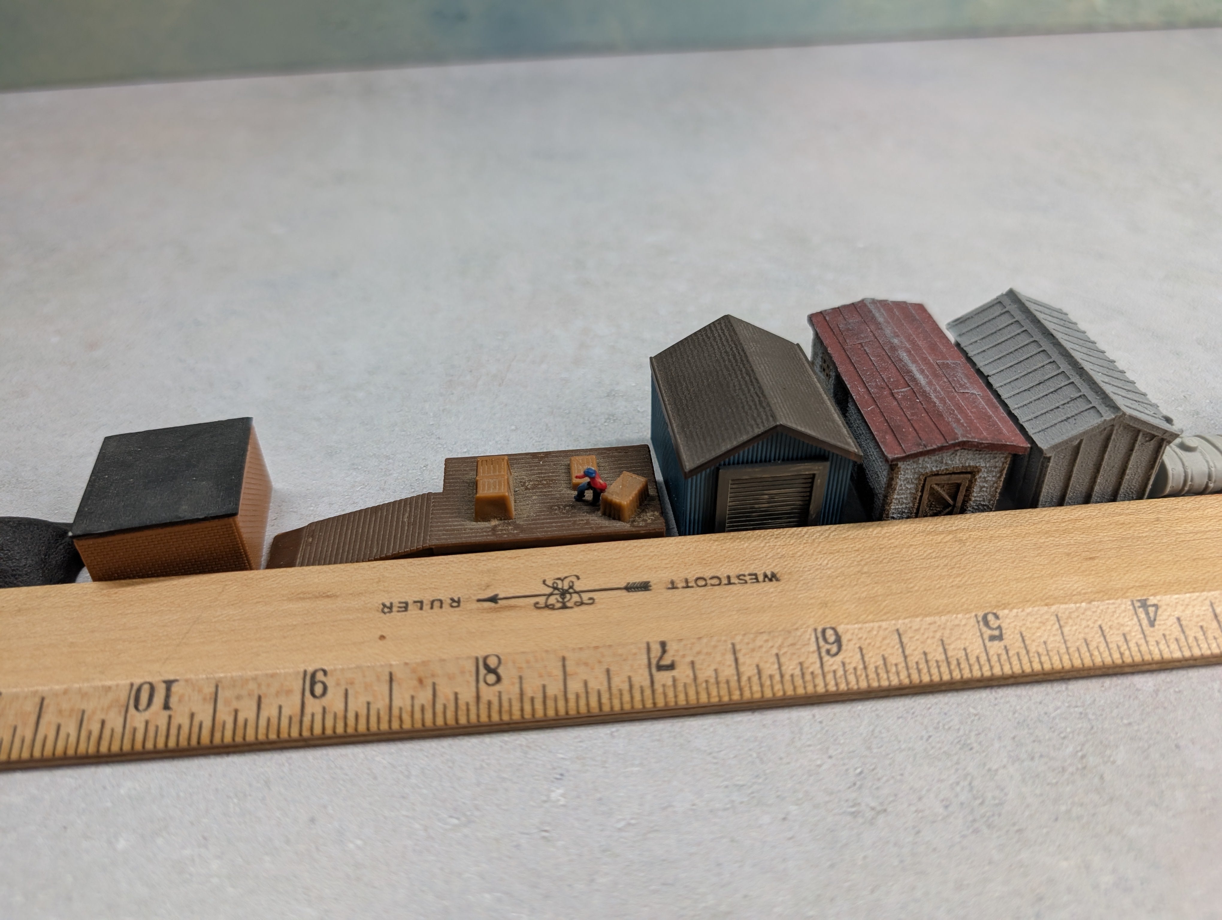 USED N Scale Lot of Various Small Buildings, Sheds, Shanty (9 pcs)