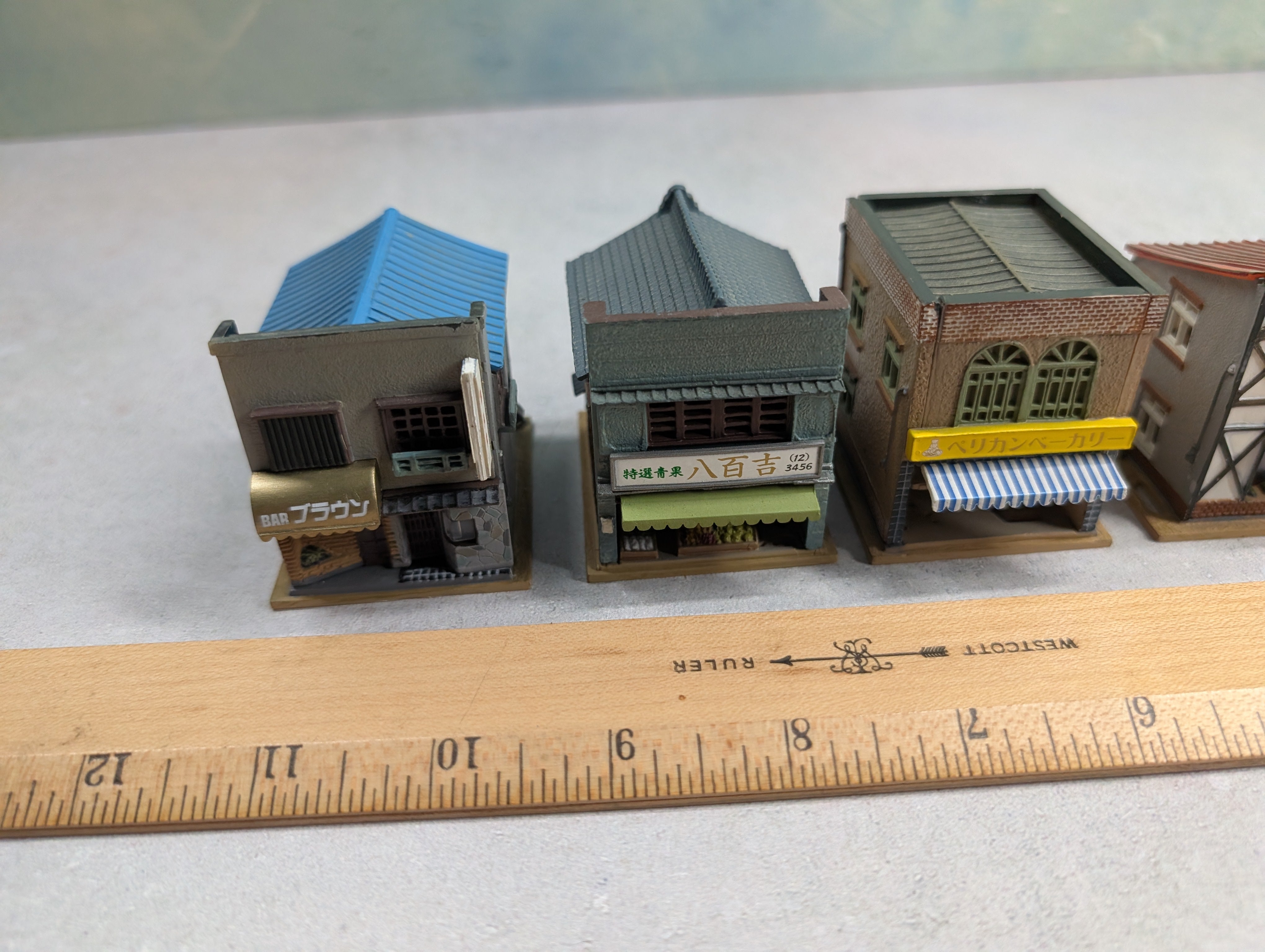 USED TomyTec N Scale Lot of Japenese Shops, Business Buildings (5 pcs)