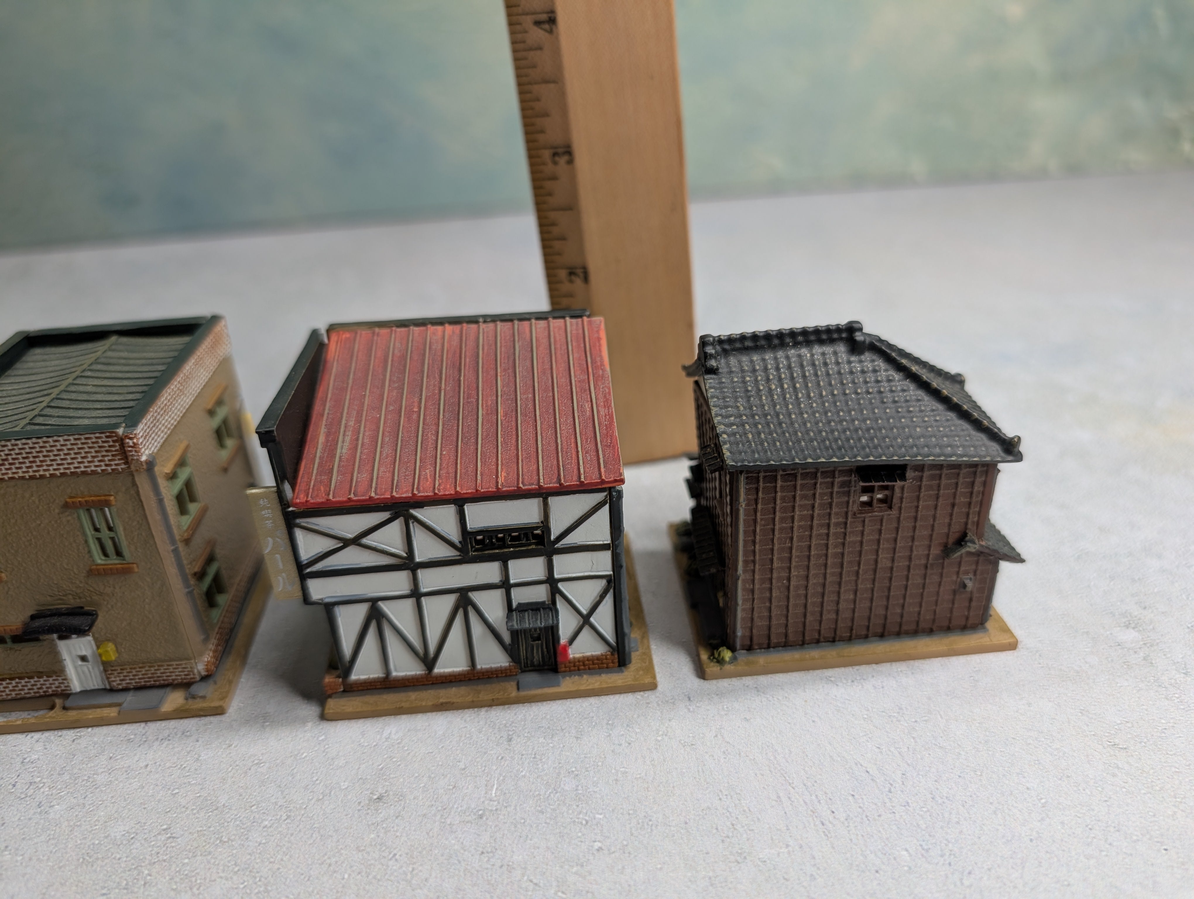 USED TomyTec N Scale Lot of Japenese Shops, Business Buildings (5 pcs)