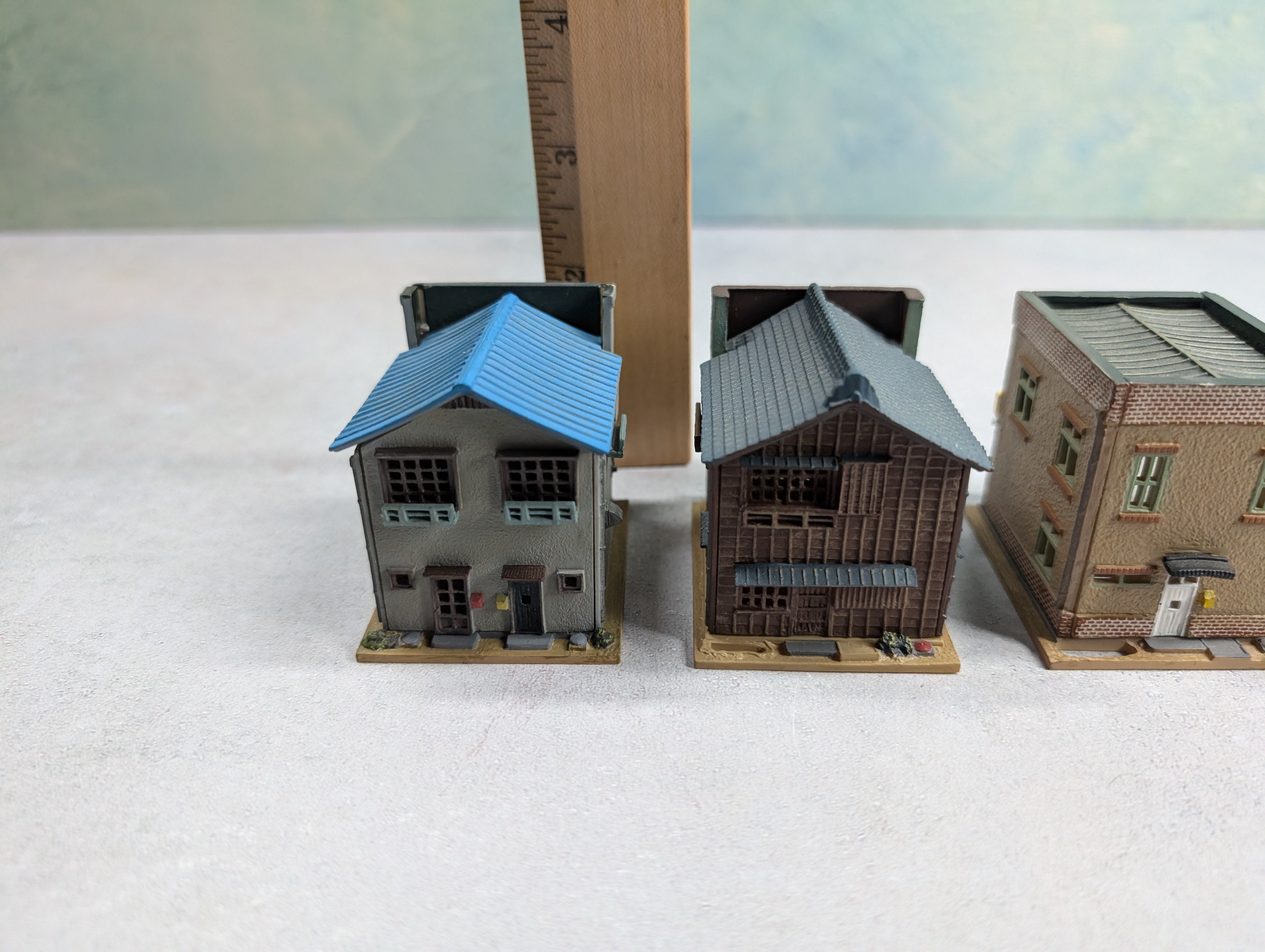 USED TomyTec N Scale Lot of Japenese Shops, Business Buildings (5 pcs)