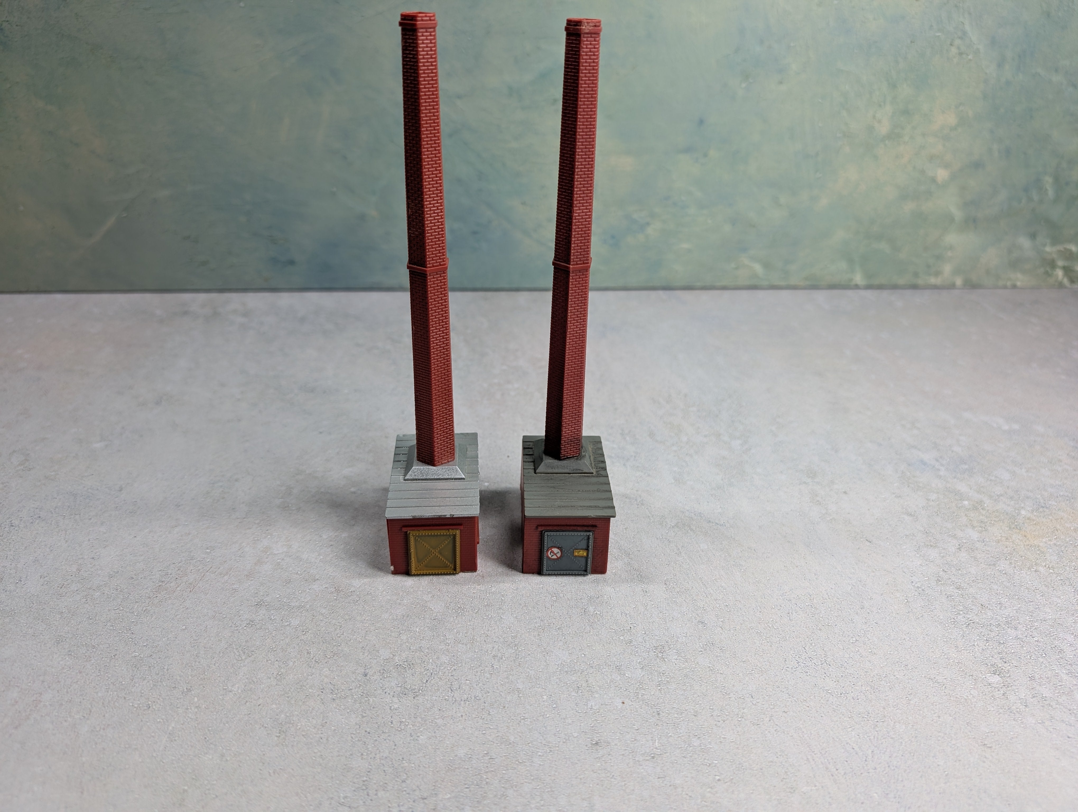 USED N Scale Two Brick Chimneys for Industry