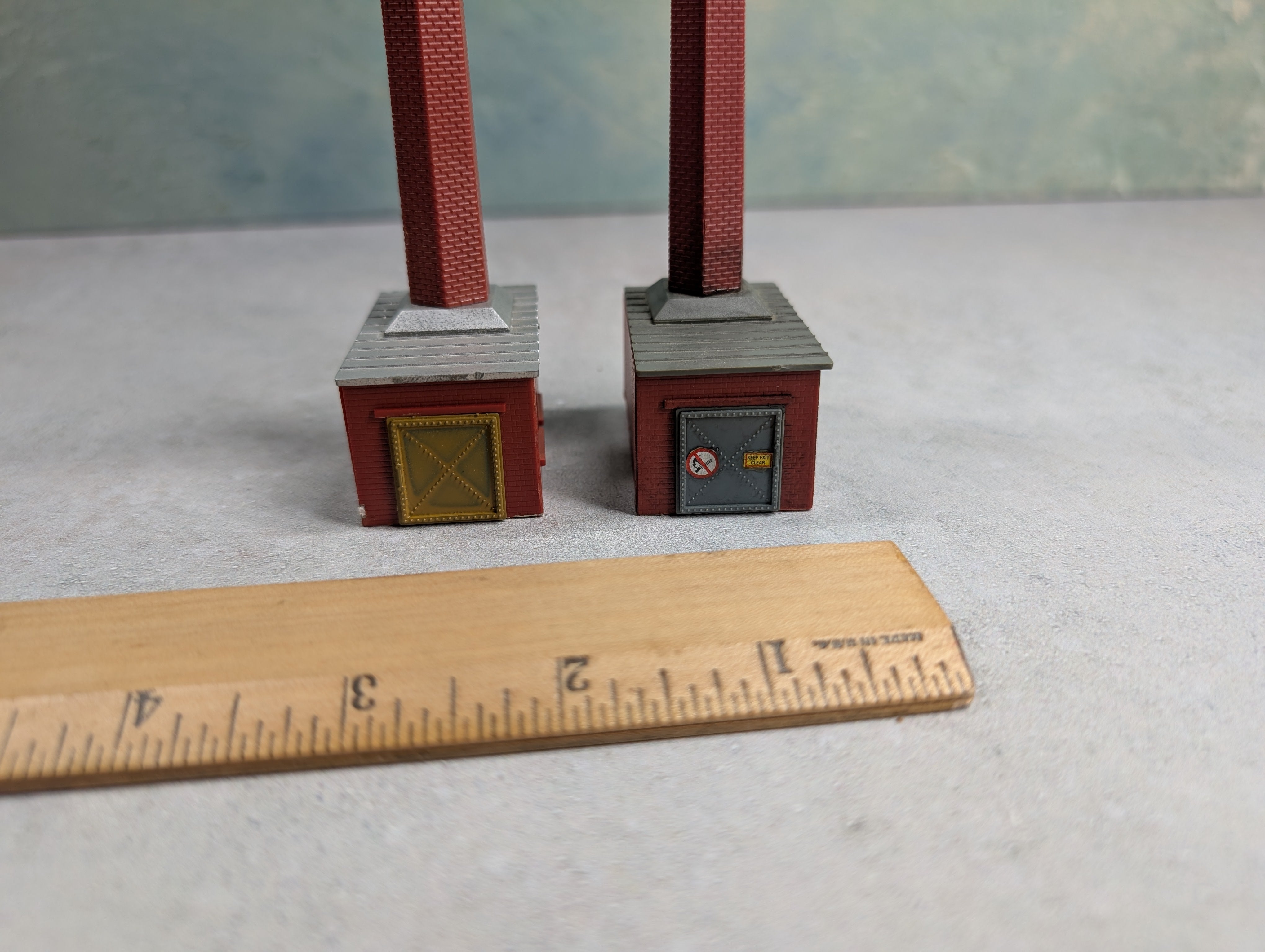 USED N Scale Two Brick Chimneys for Industry