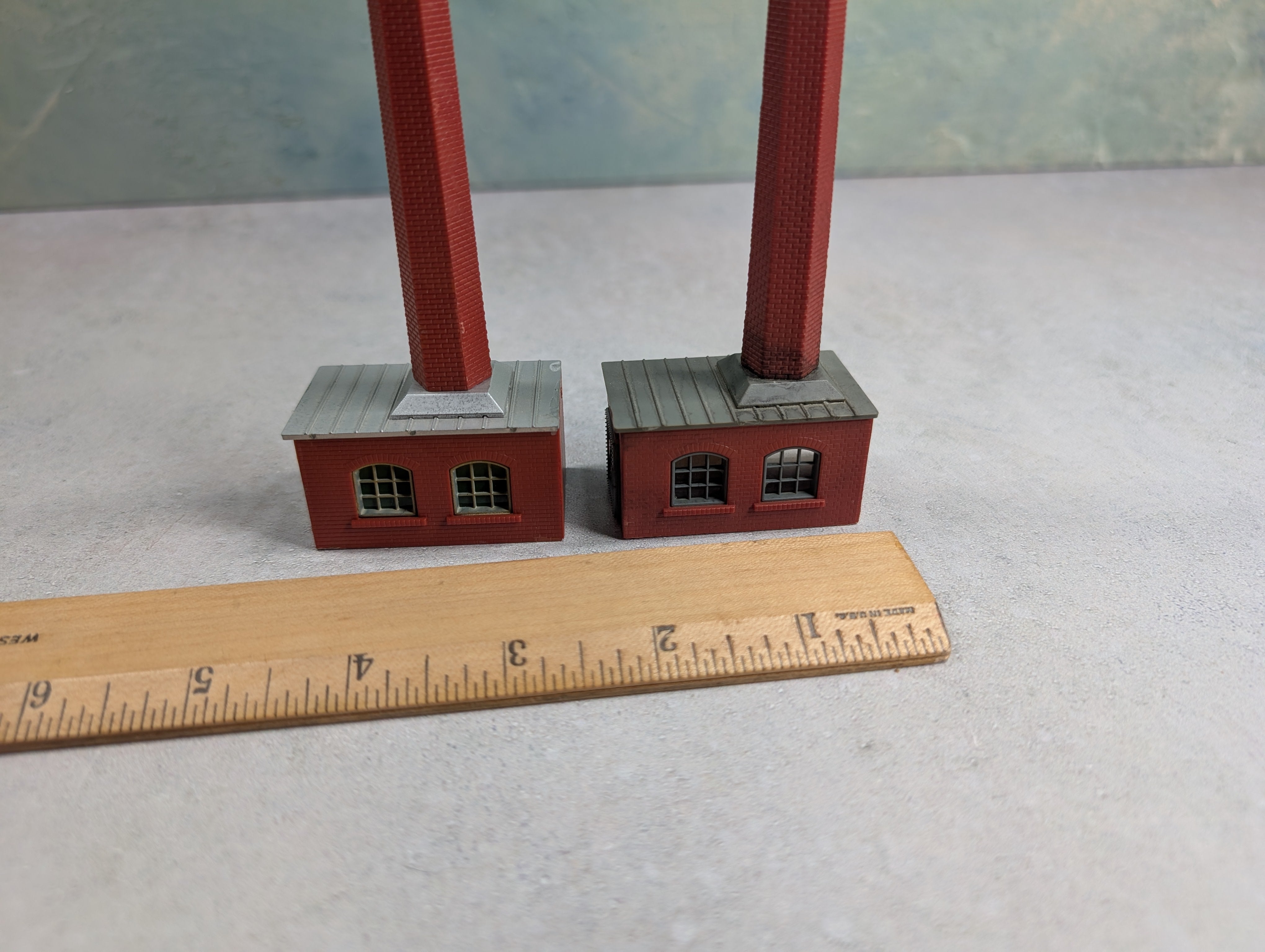 USED N Scale Two Brick Chimneys for Industry