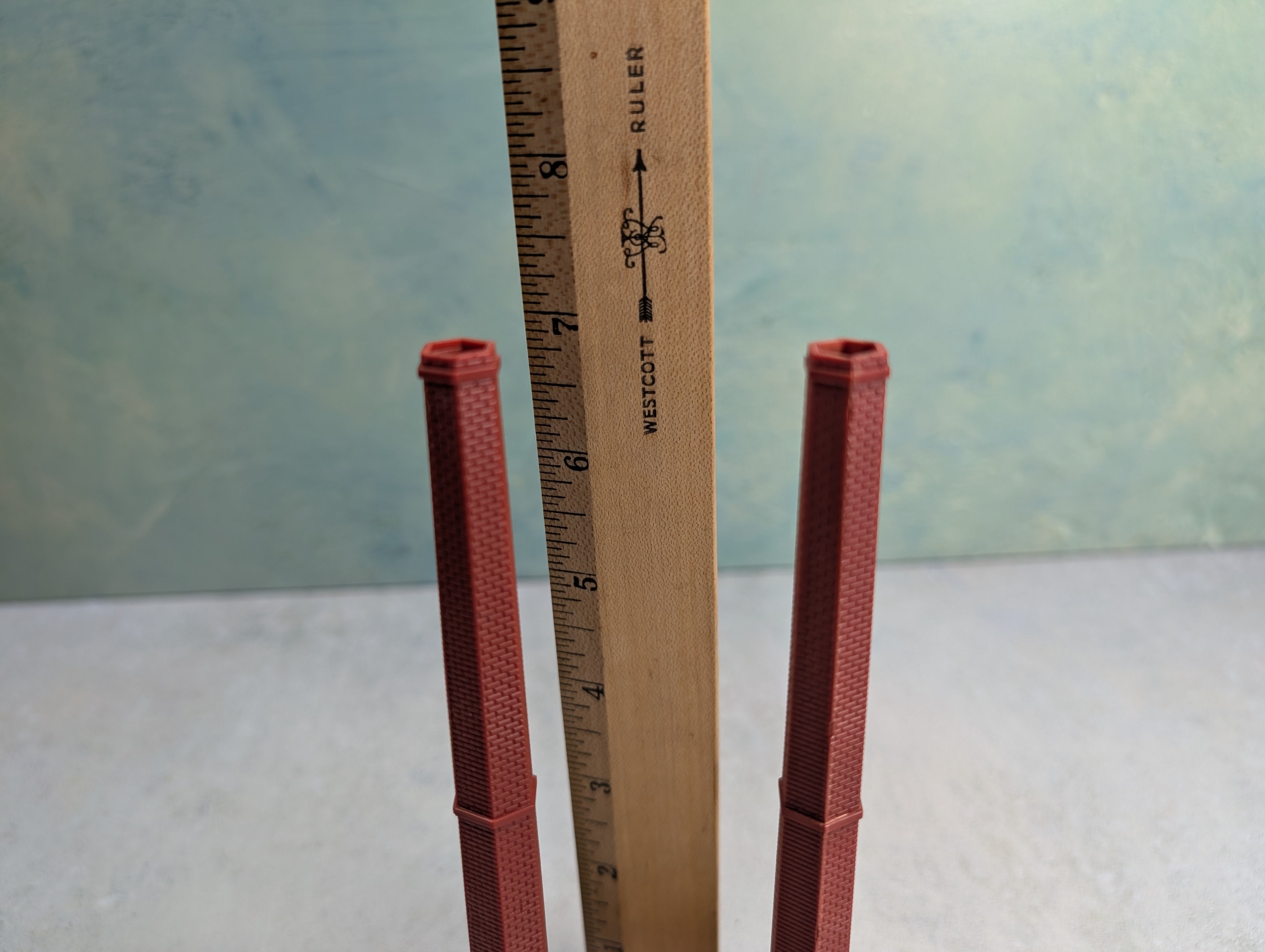 USED N Scale Two Brick Chimneys for Industry
