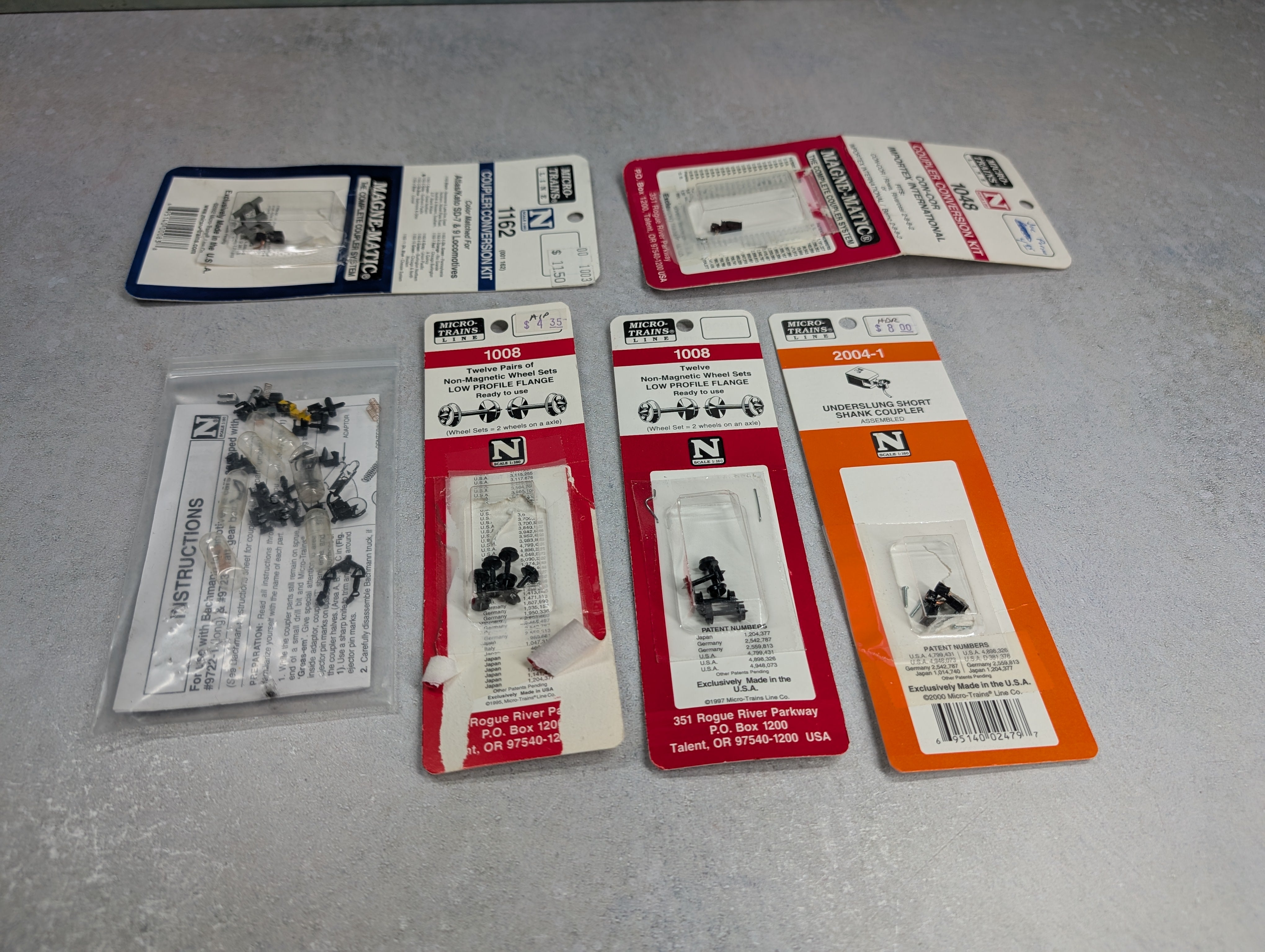 USED Micro-Trains N Scale Lot of Opened Packs of Couplers & Wheels