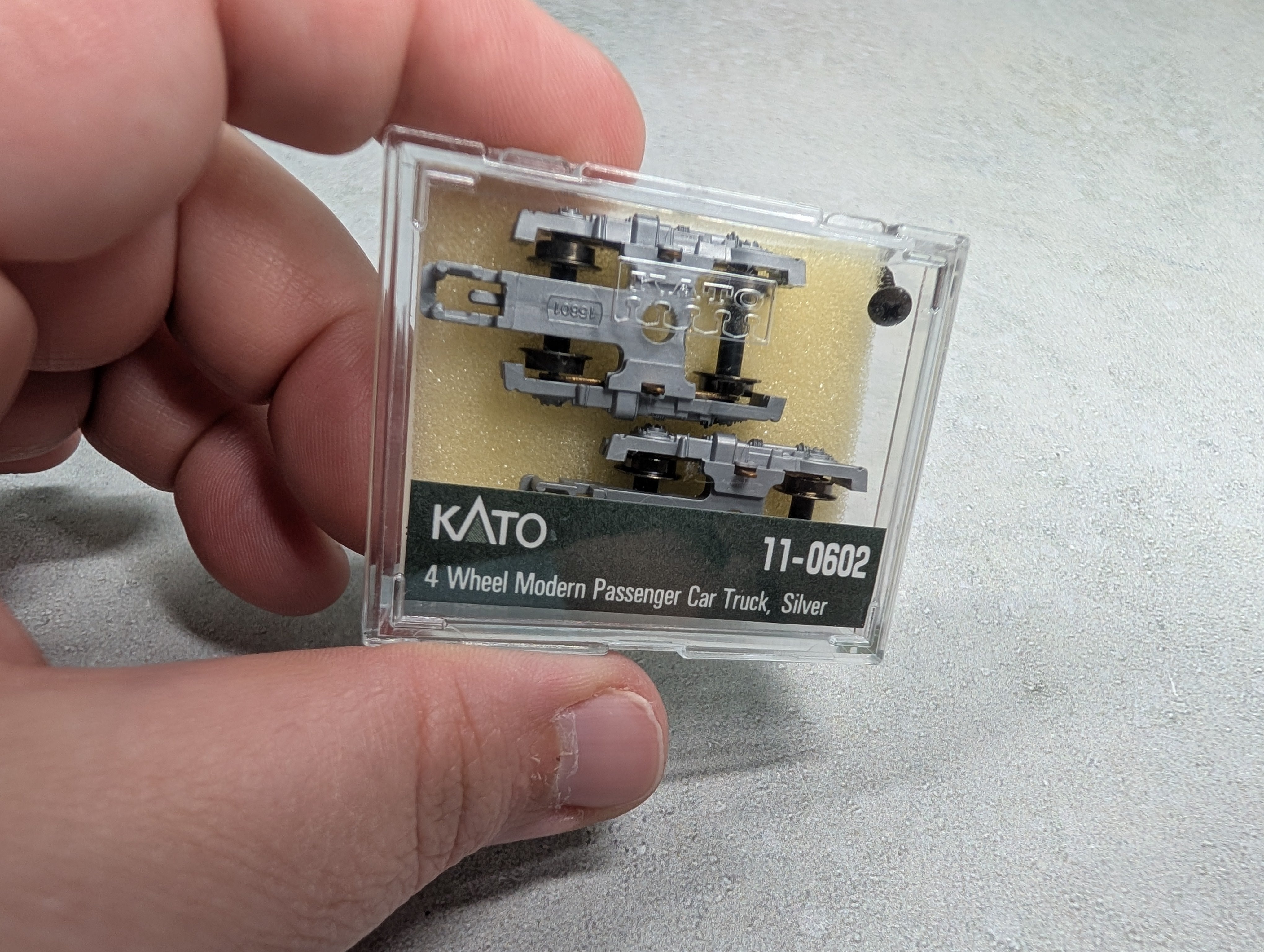 KATO #11-0602 N Scale 4 Wheel Modern Passenger Car Truck in Silver (1 set)