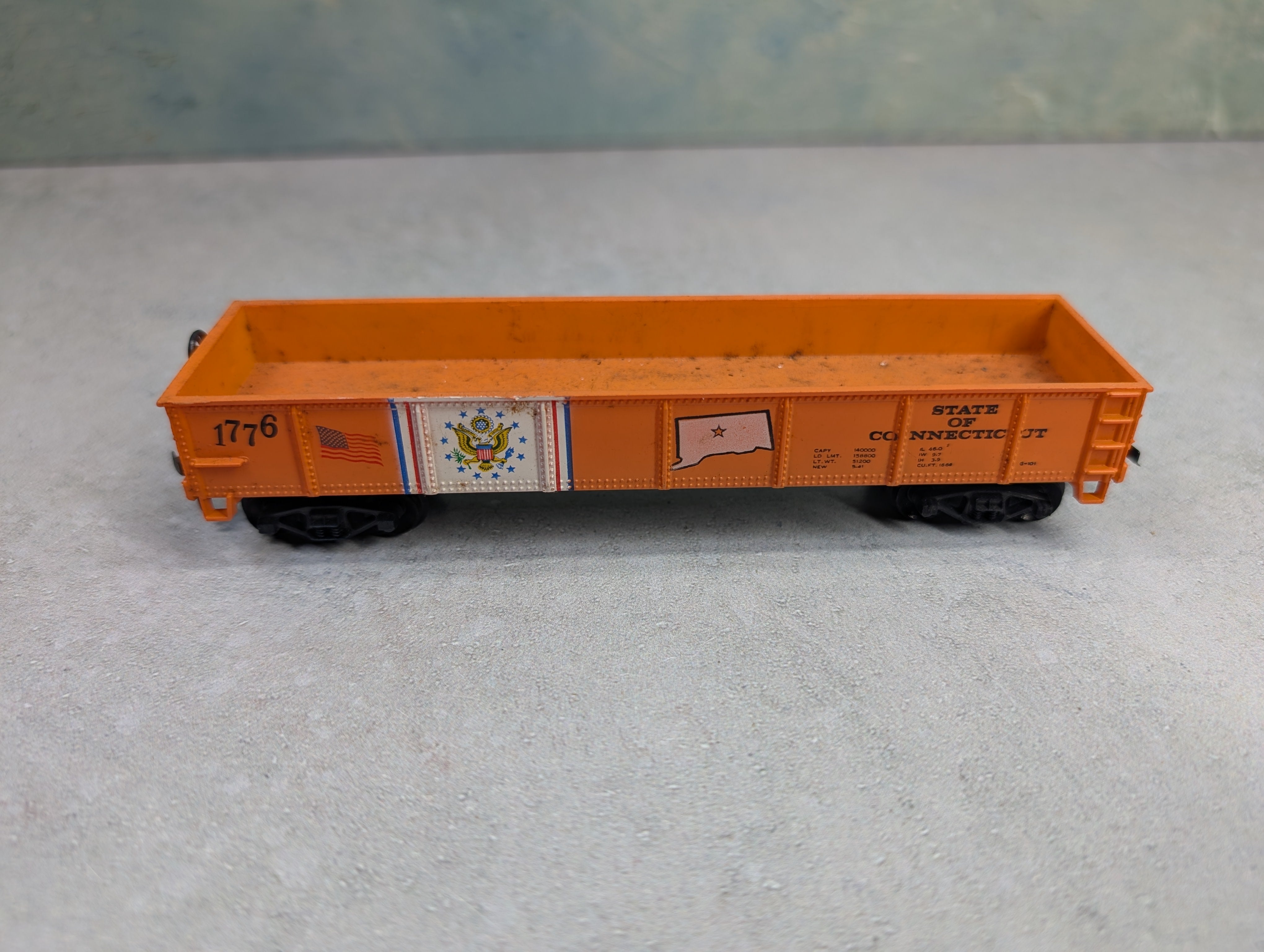 USED Life-Like HO Scale 40' Gondola State of Connecticut 1776