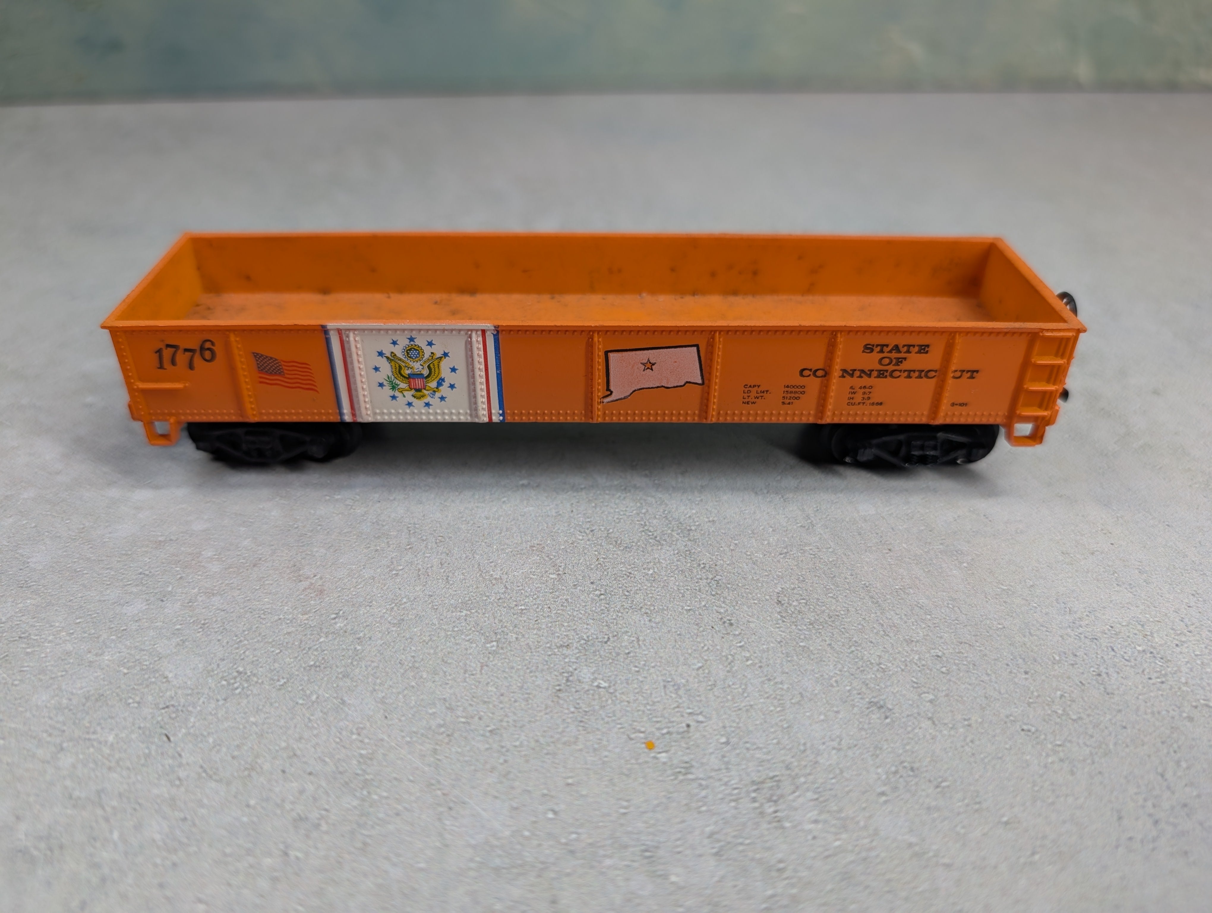 USED Life-Like HO Scale 40' Gondola State of Connecticut 1776