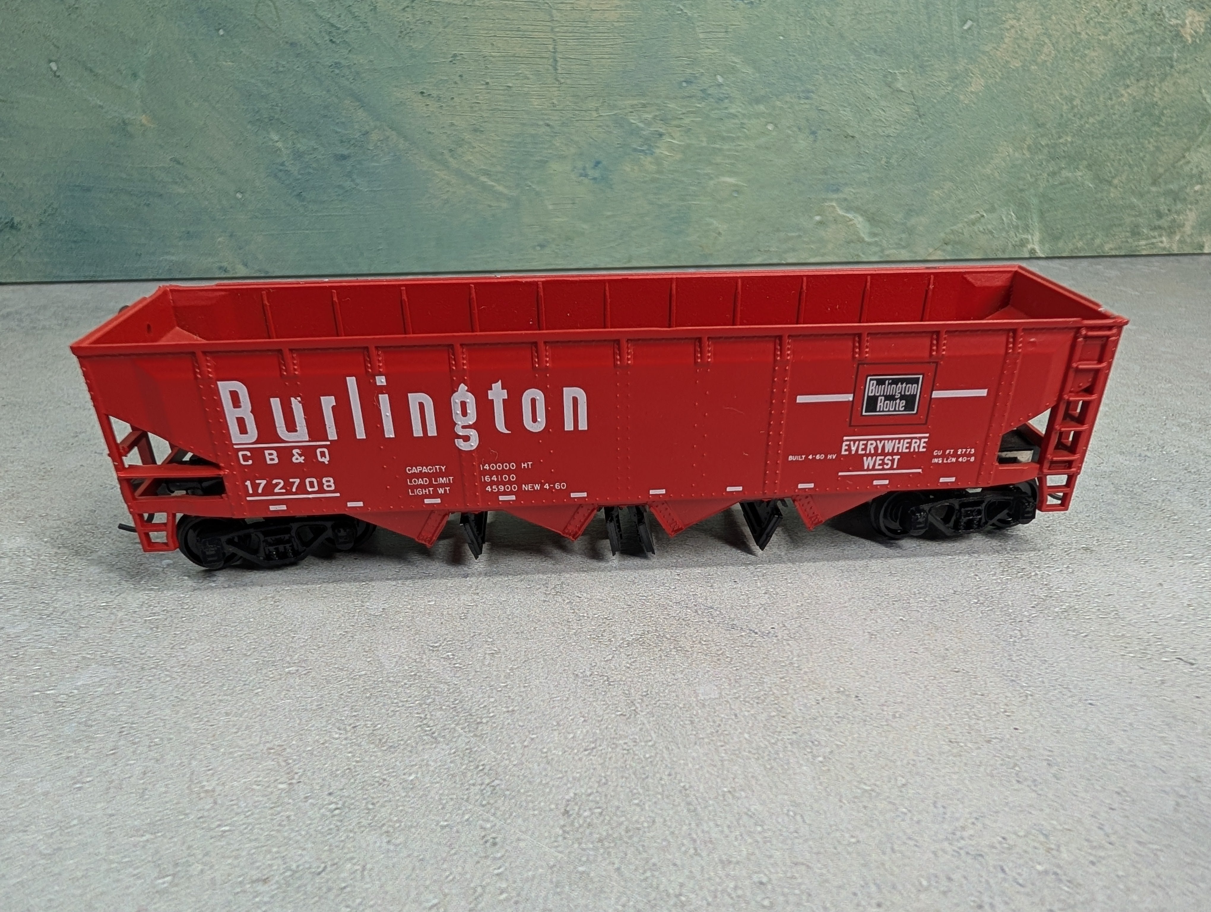 USED Athearn HO Scale Quad Hopper Burlington CB&Q #172708 Operating