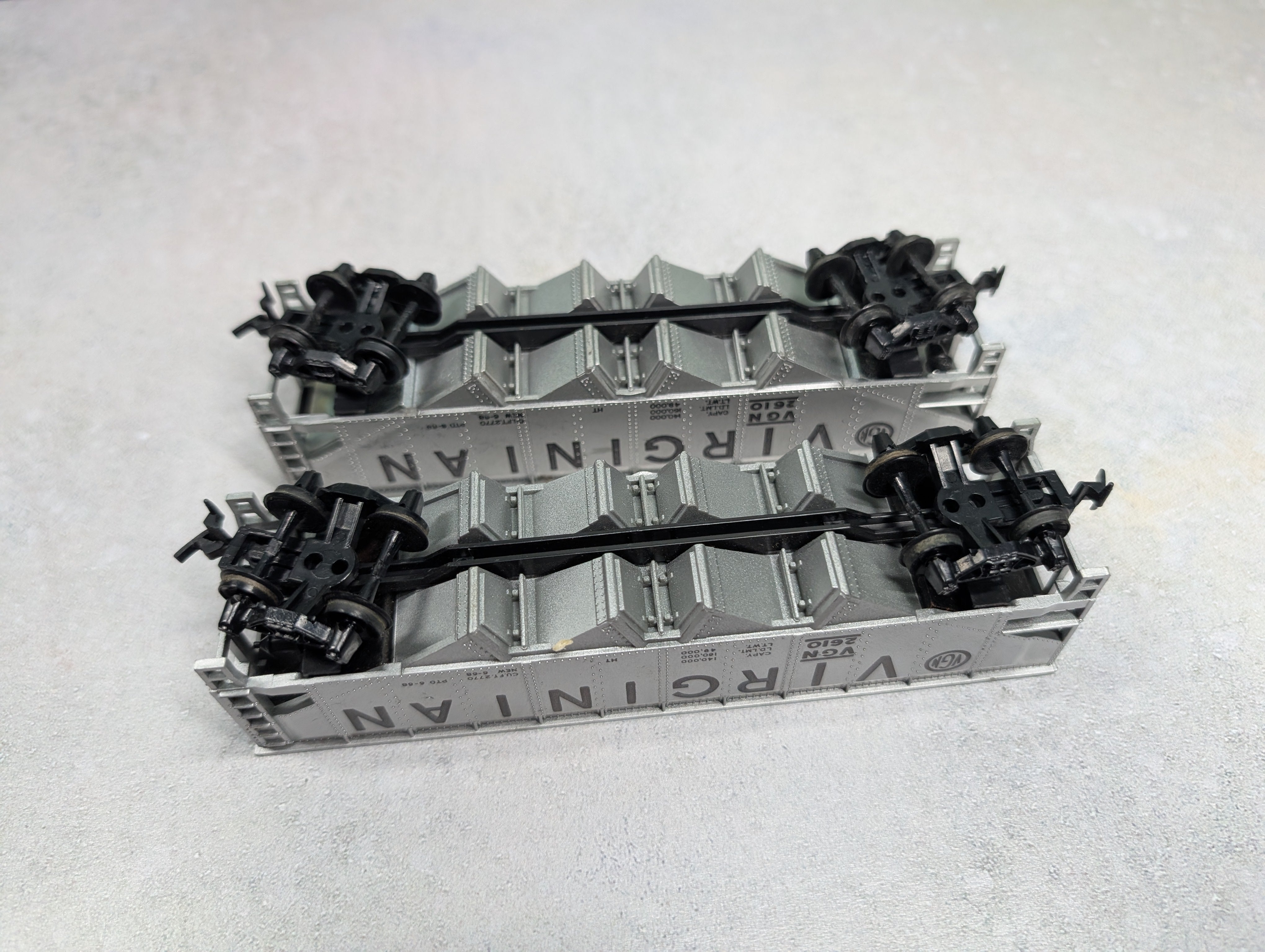 USED Tyco HO Scale Lot of Quad Hoppers Virginian VGN #2610 (2 pcs)